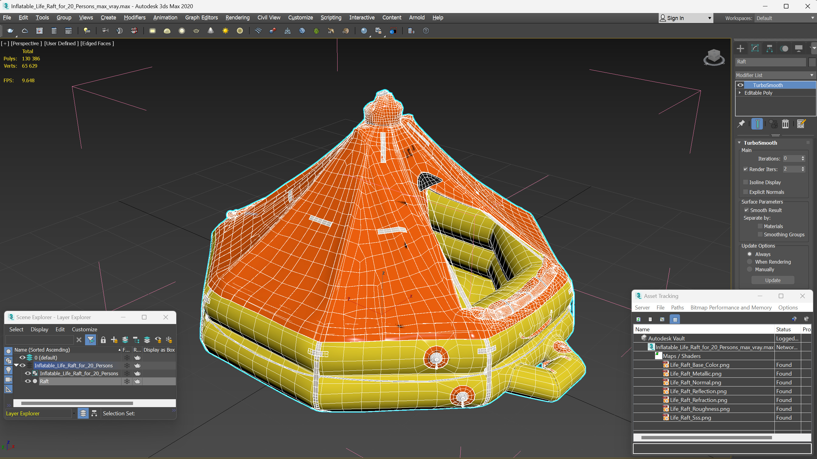 3D model Inflatable Life Raft for 20 Persons