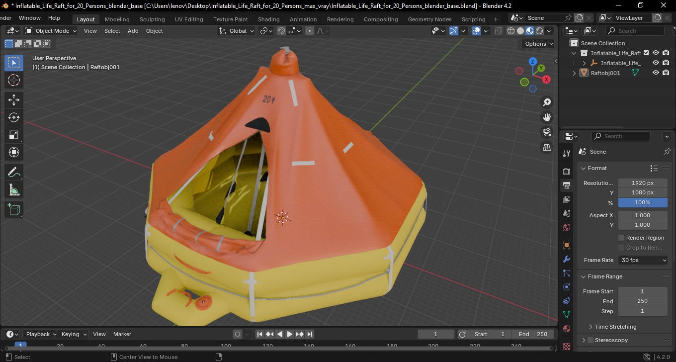 3D model Inflatable Life Raft for 20 Persons