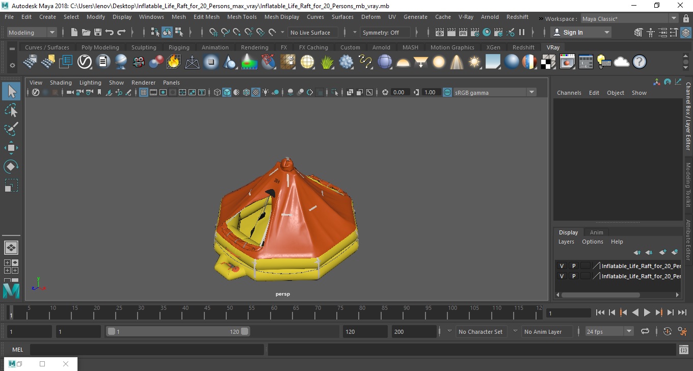 3D model Inflatable Life Raft for 20 Persons