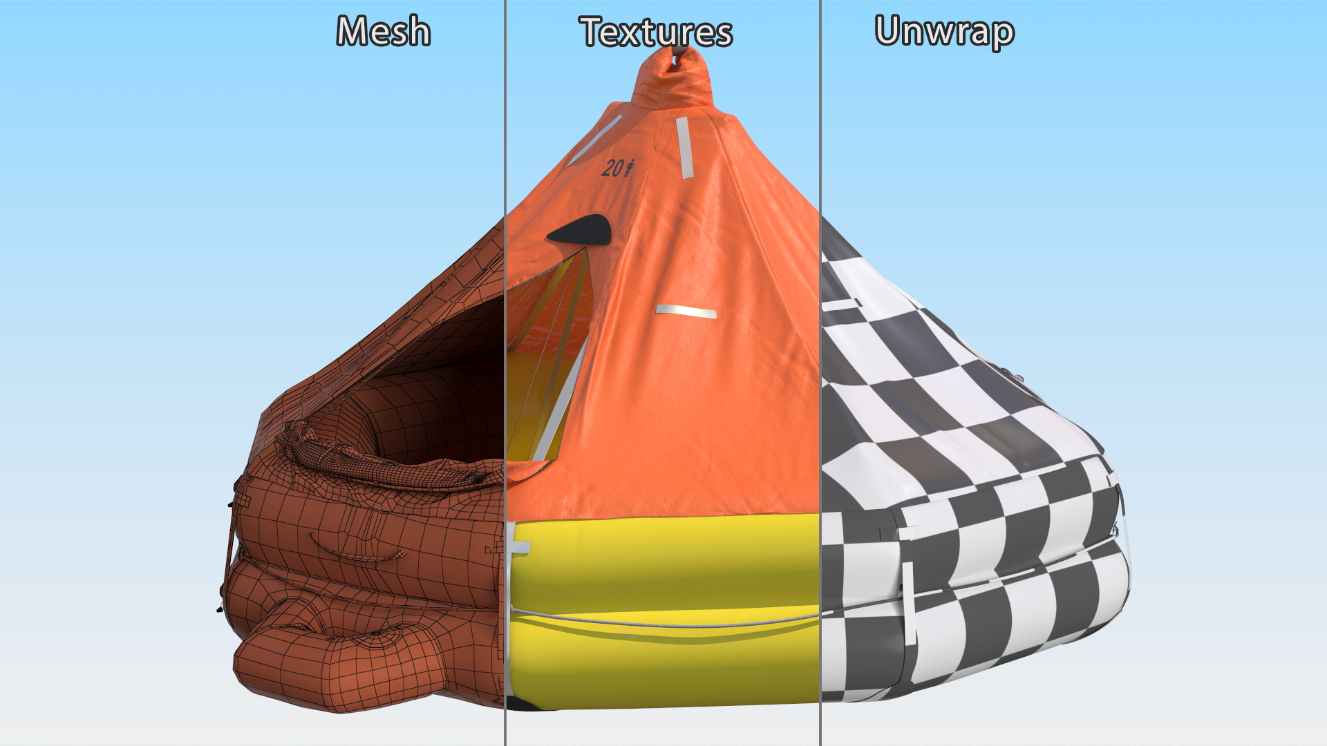 3D model Inflatable Life Raft for 20 Persons