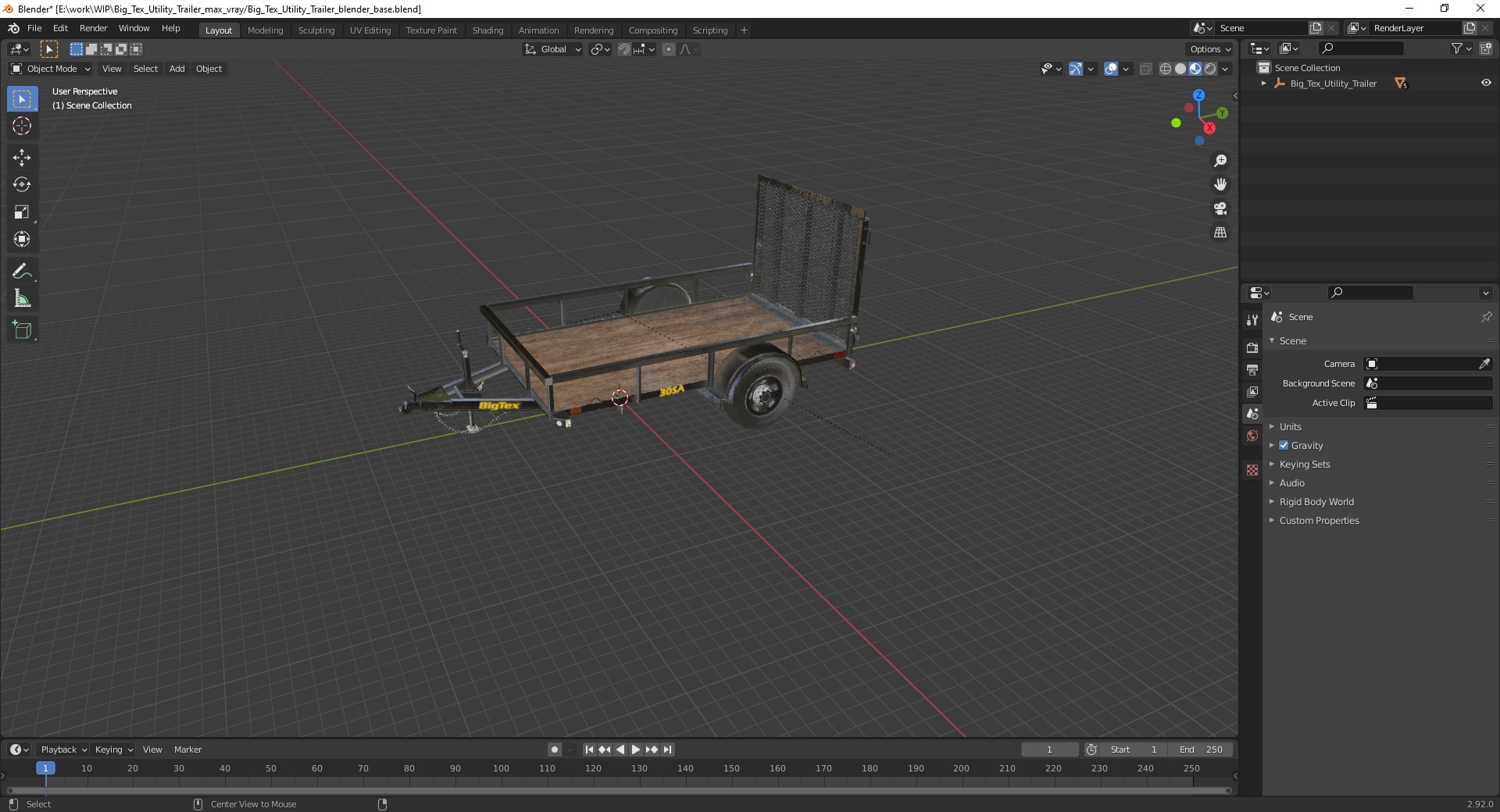 3D Big Tex Utility Trailer model
