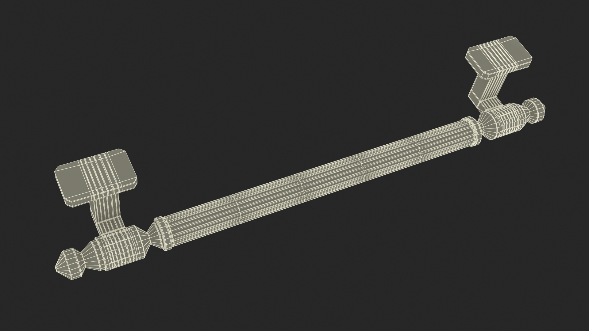 Door Handle Designer Ribbed Gold 3D