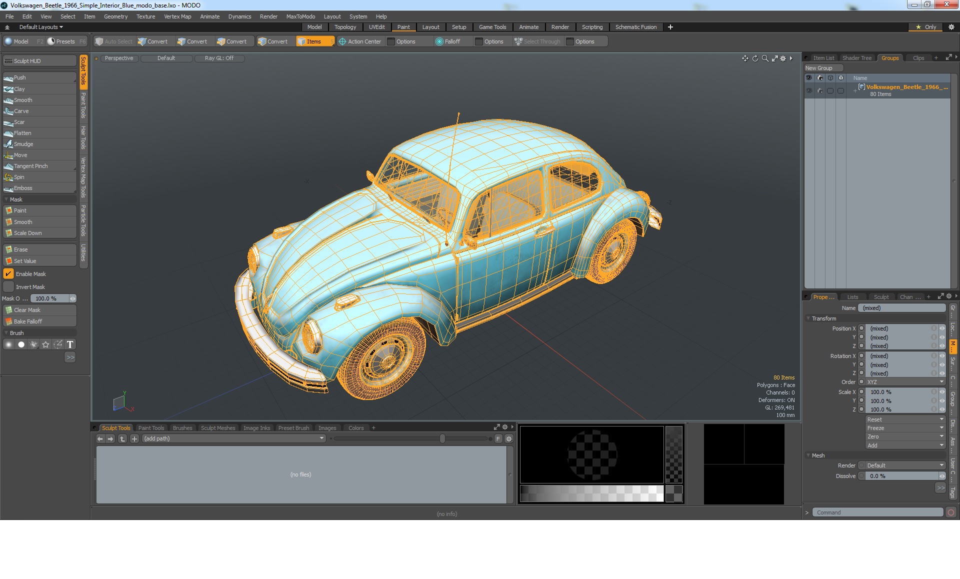 3D Volkswagen Beetle 1966 Simple Interior Blue model