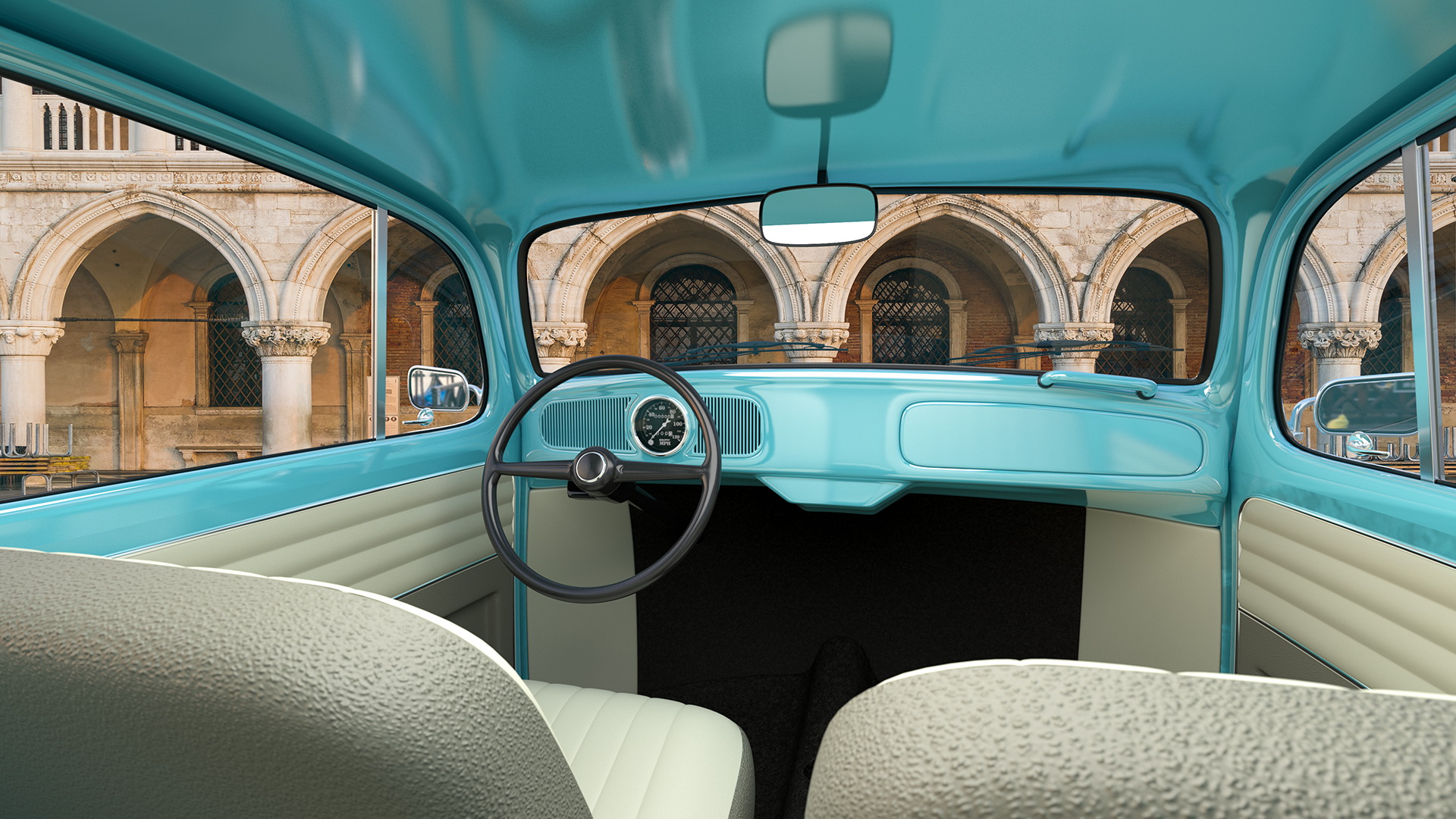 3D Volkswagen Beetle 1966 Simple Interior Blue model