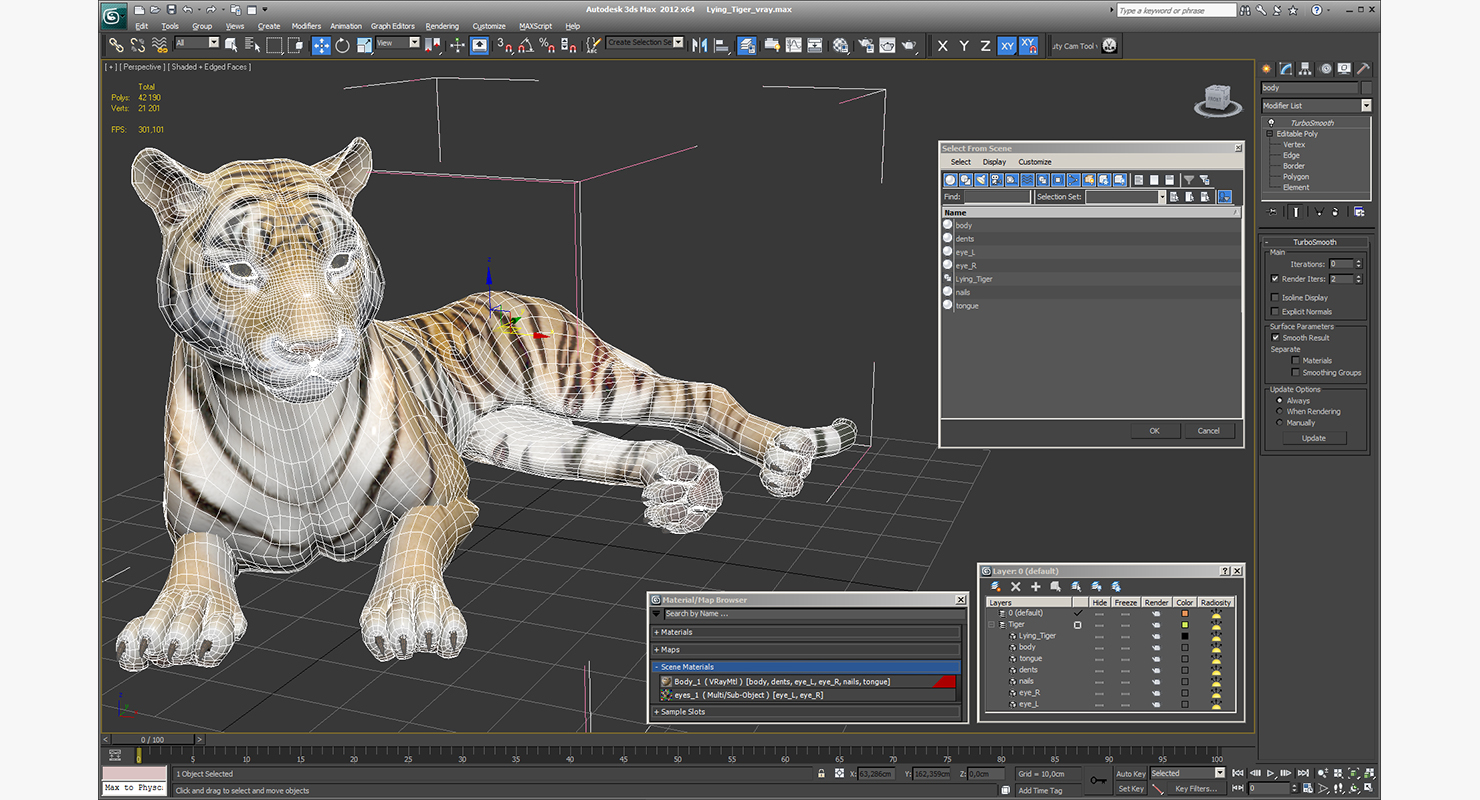 3D Lying Tiger