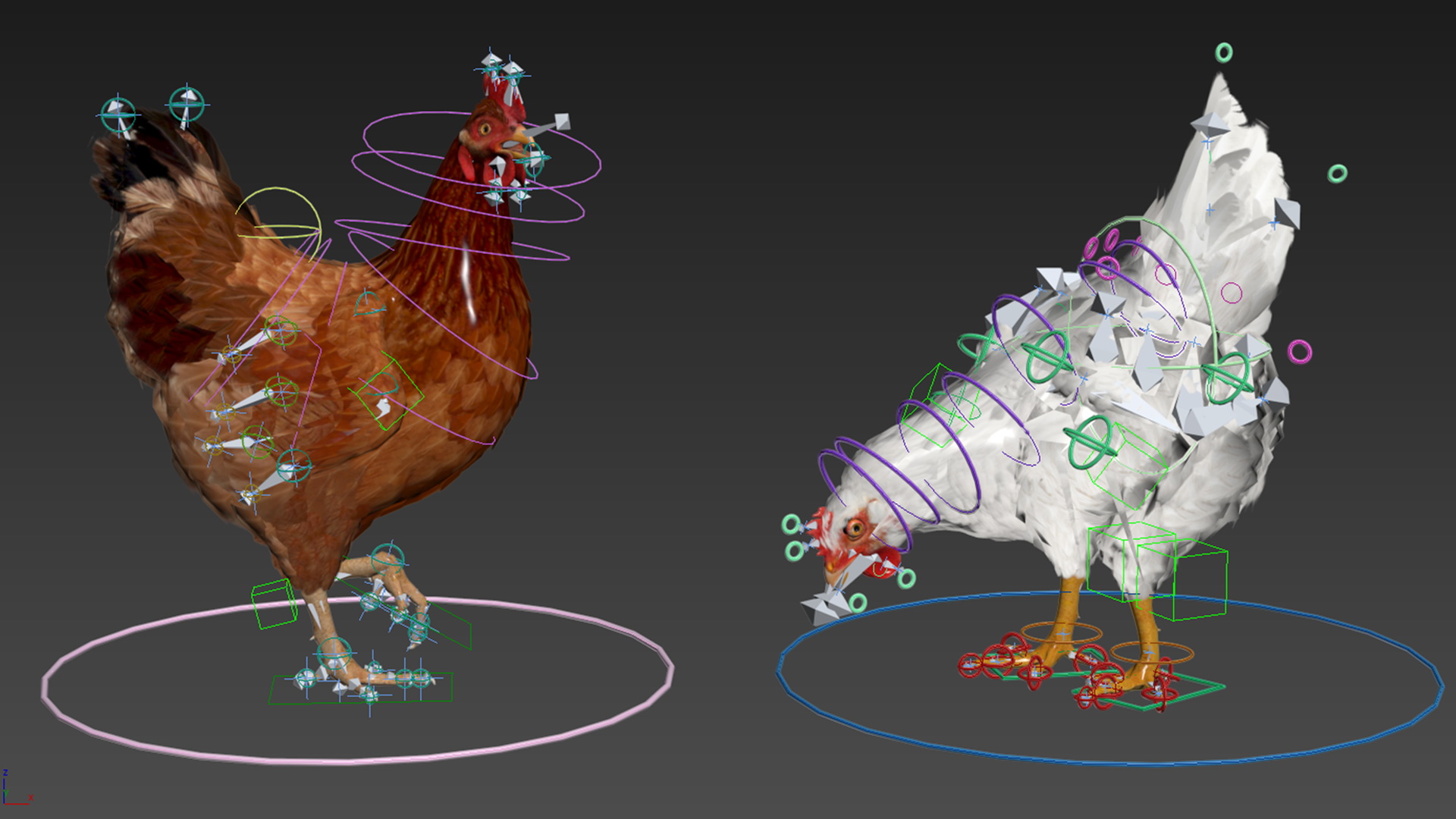3D Wooden Small Chicken Coop with Chickens Rigged