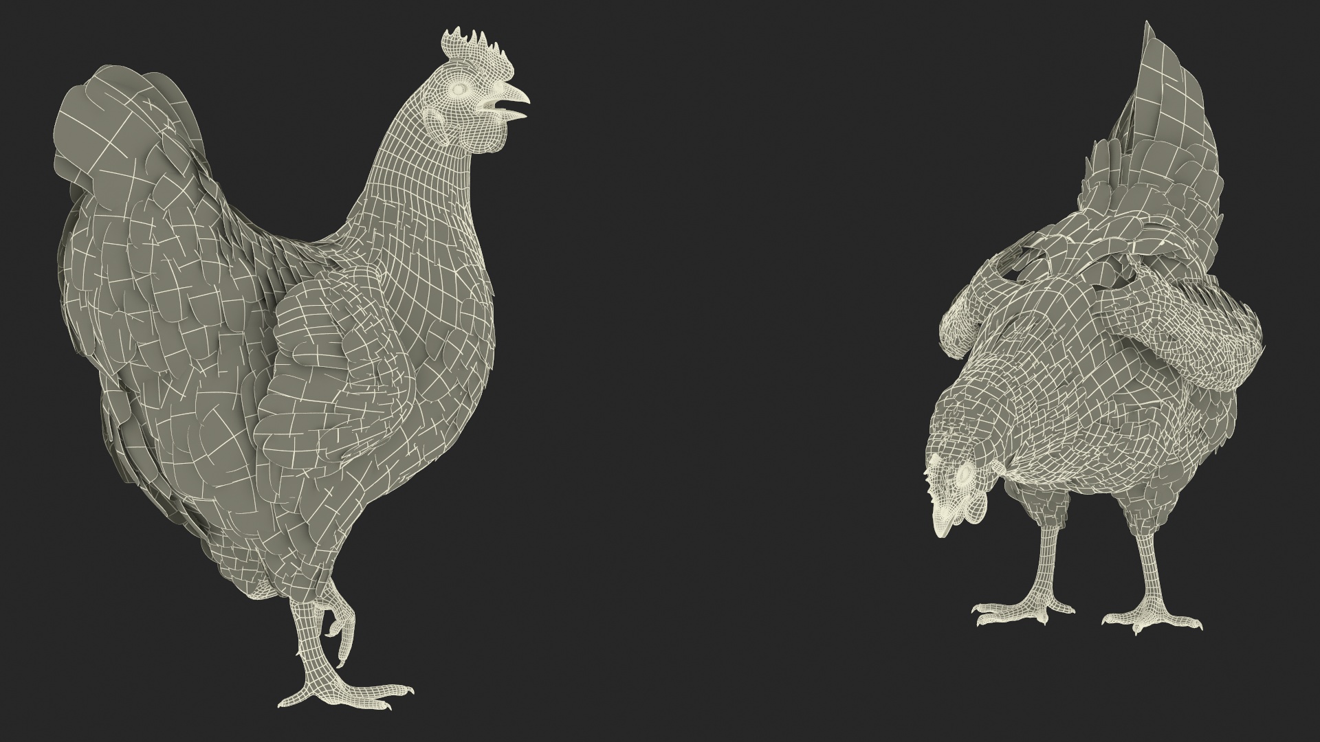 3D Wooden Small Chicken Coop with Chickens Rigged