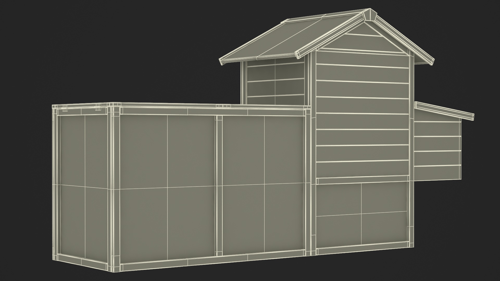 3D Wooden Small Chicken Coop with Chickens Rigged