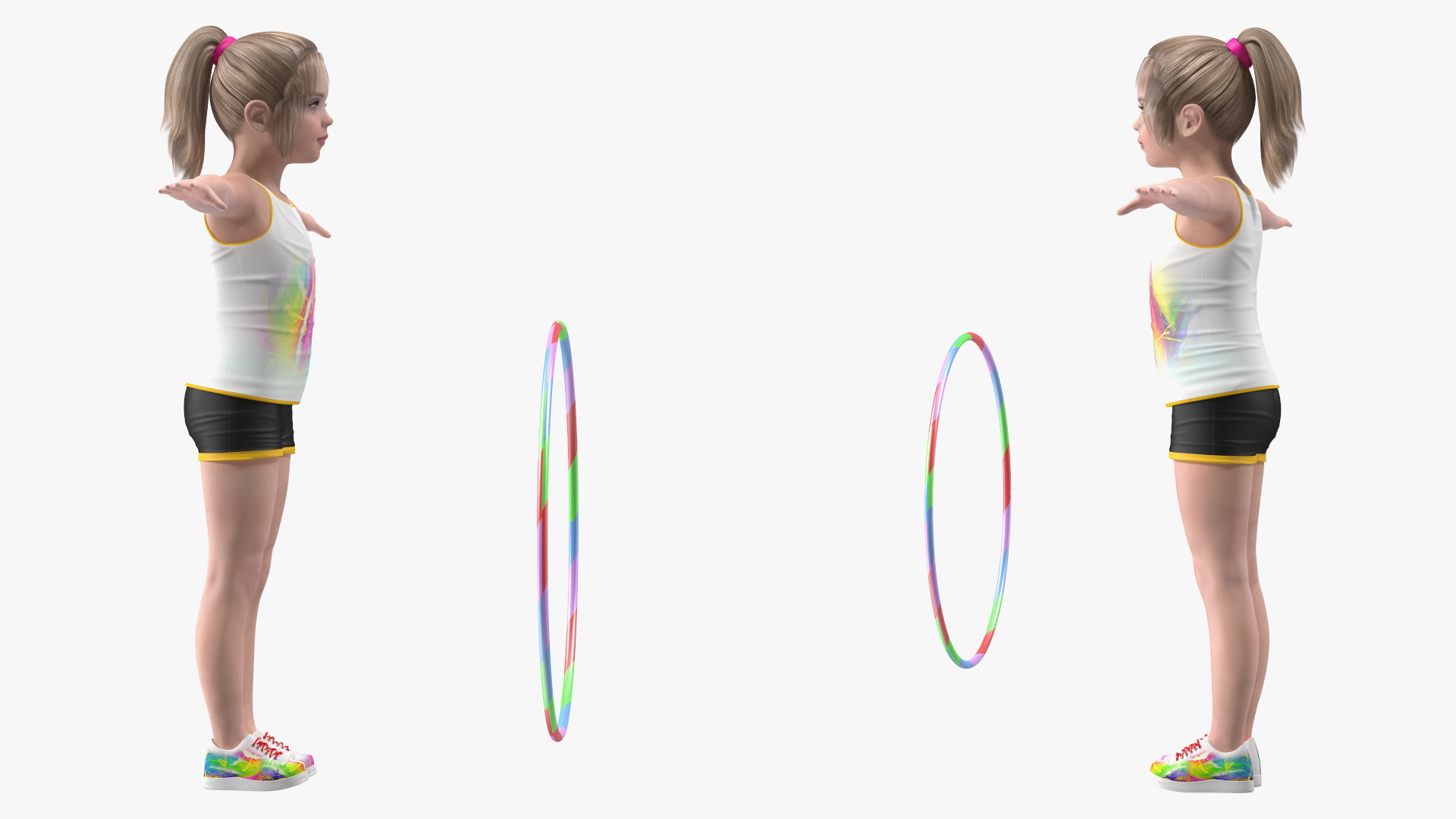 Child Girl With Hoop Rigged 3D