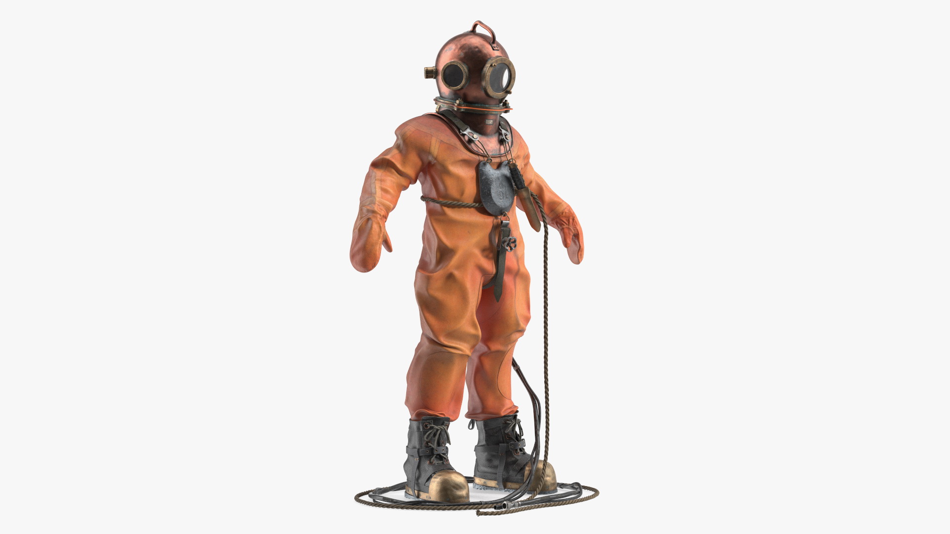 Empty Used Copper Diving Suit 3D model