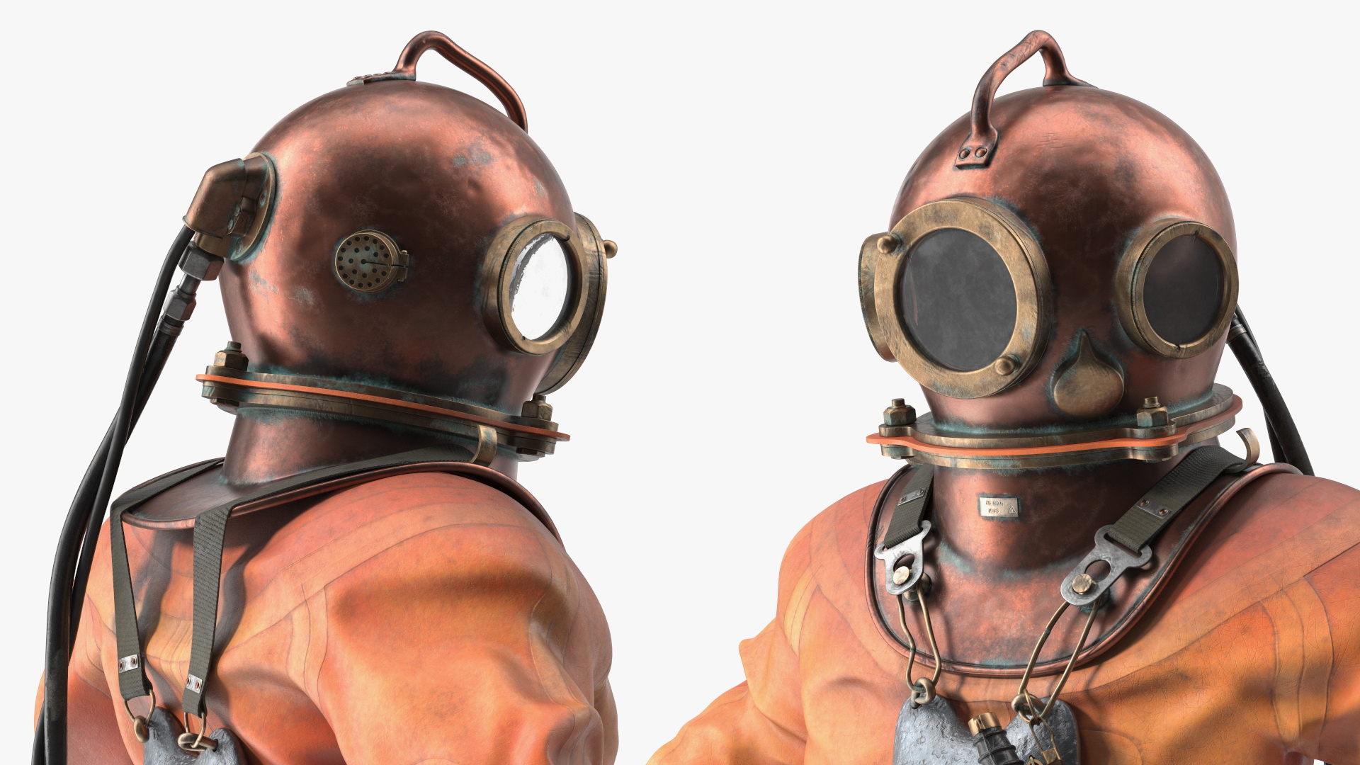 Empty Used Copper Diving Suit 3D model