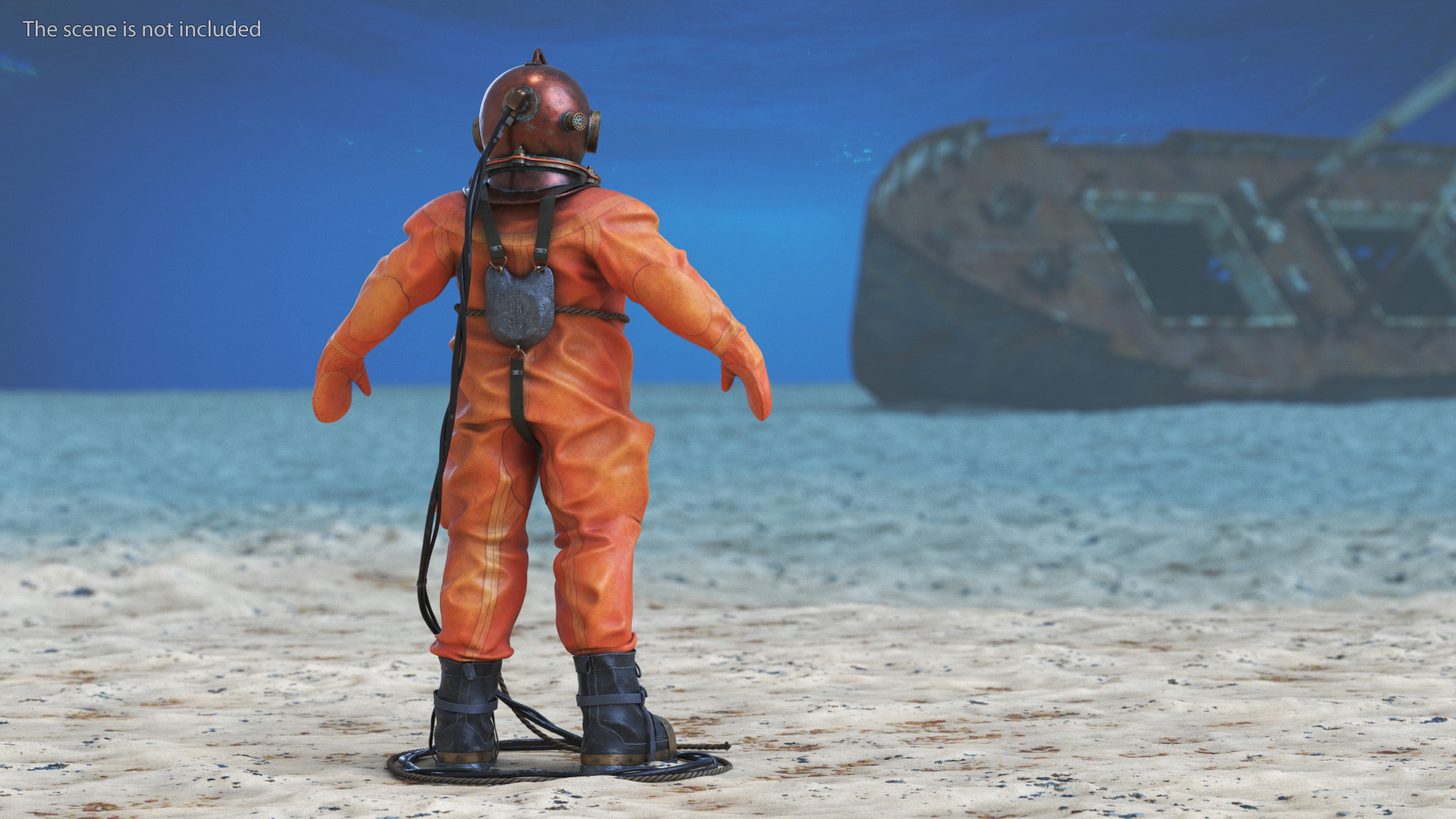 Empty Used Copper Diving Suit 3D model