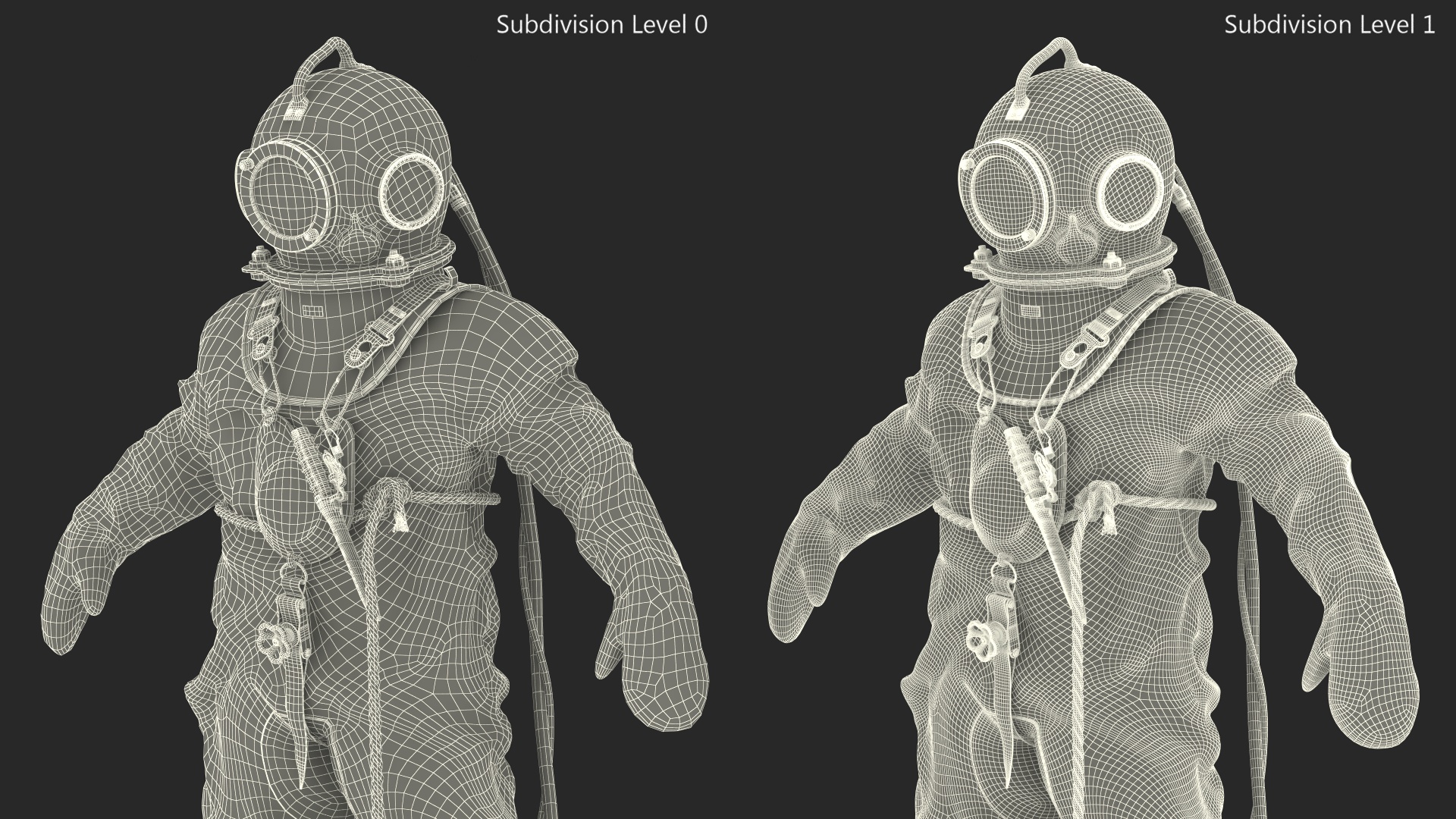 Empty Used Copper Diving Suit 3D model