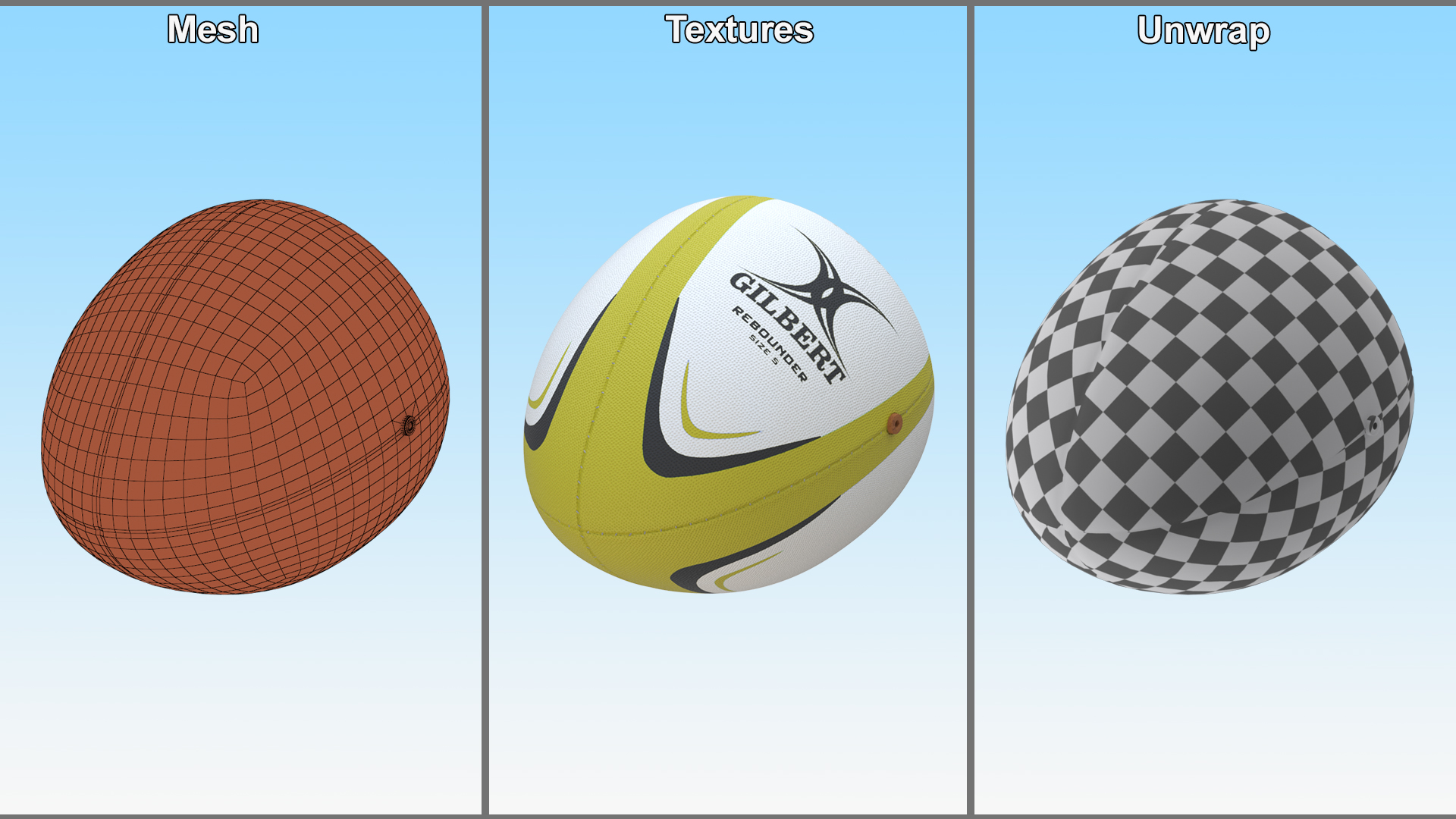 Rugby Bounce Back Ball Yellow 3D model