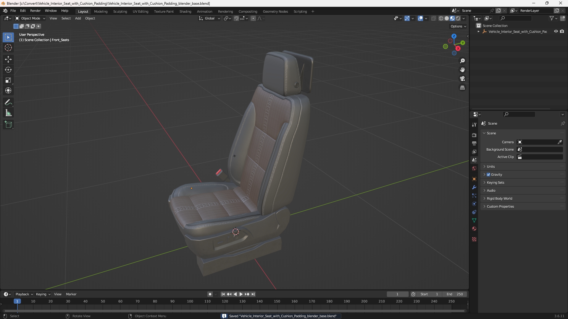 Vehicle Interior Seat with Cushion Padding - view 10