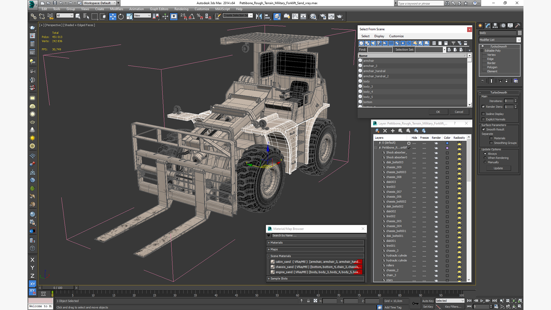 3D Pettibone Rough Terrain Military Forklift Sand