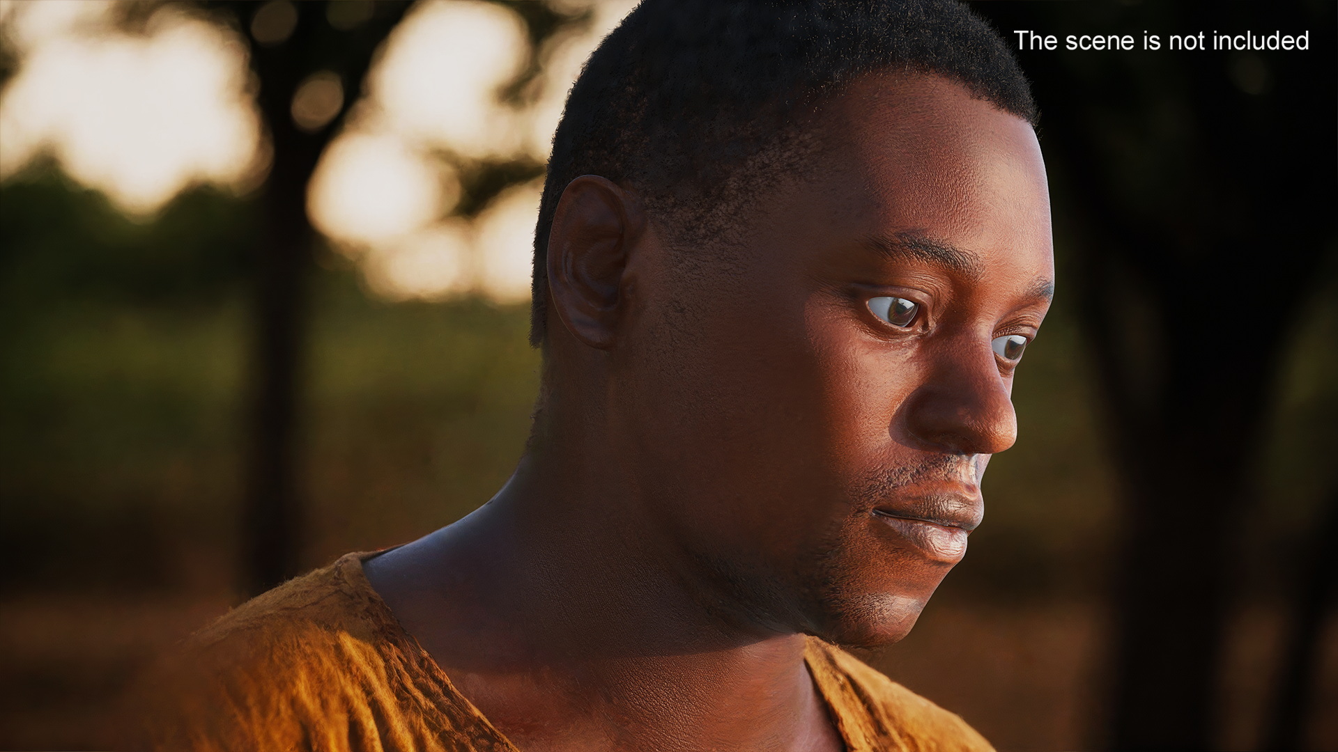 African American Male Head Rigged Fur 3D