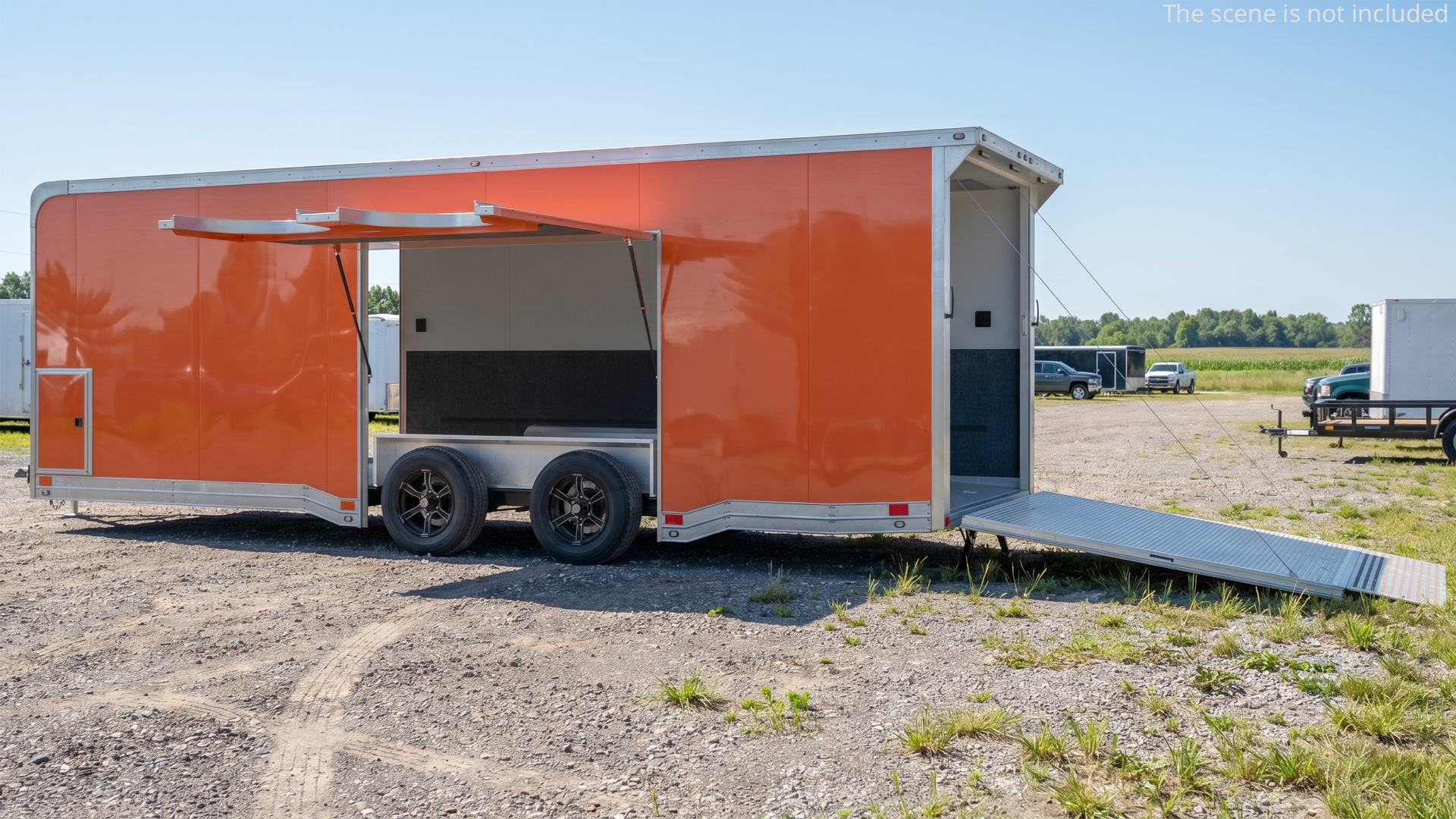 Enclosed Auto Transport Trailer Orange 3D model preview