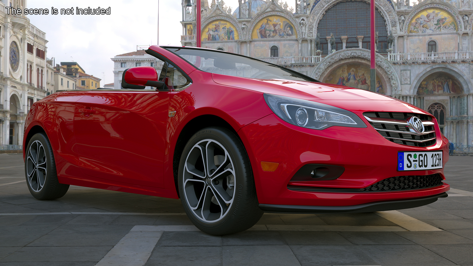 3D Buick Cascada Cabriolet Convertible Red Color Rigged for Cinema 4D