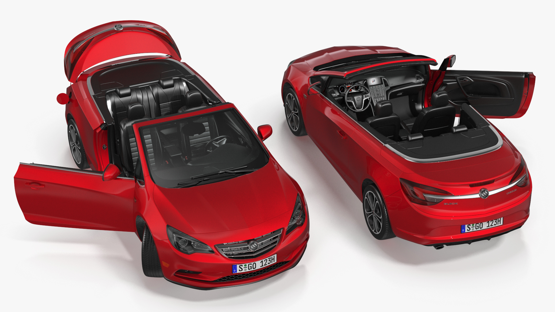 3D Buick Cascada Cabriolet Convertible Red Color Rigged for Cinema 4D