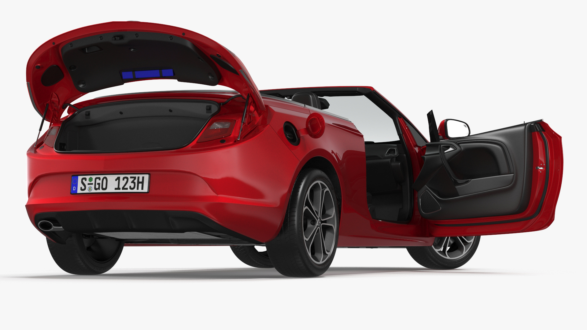 3D Buick Cascada Cabriolet Convertible Red Color Rigged for Cinema 4D