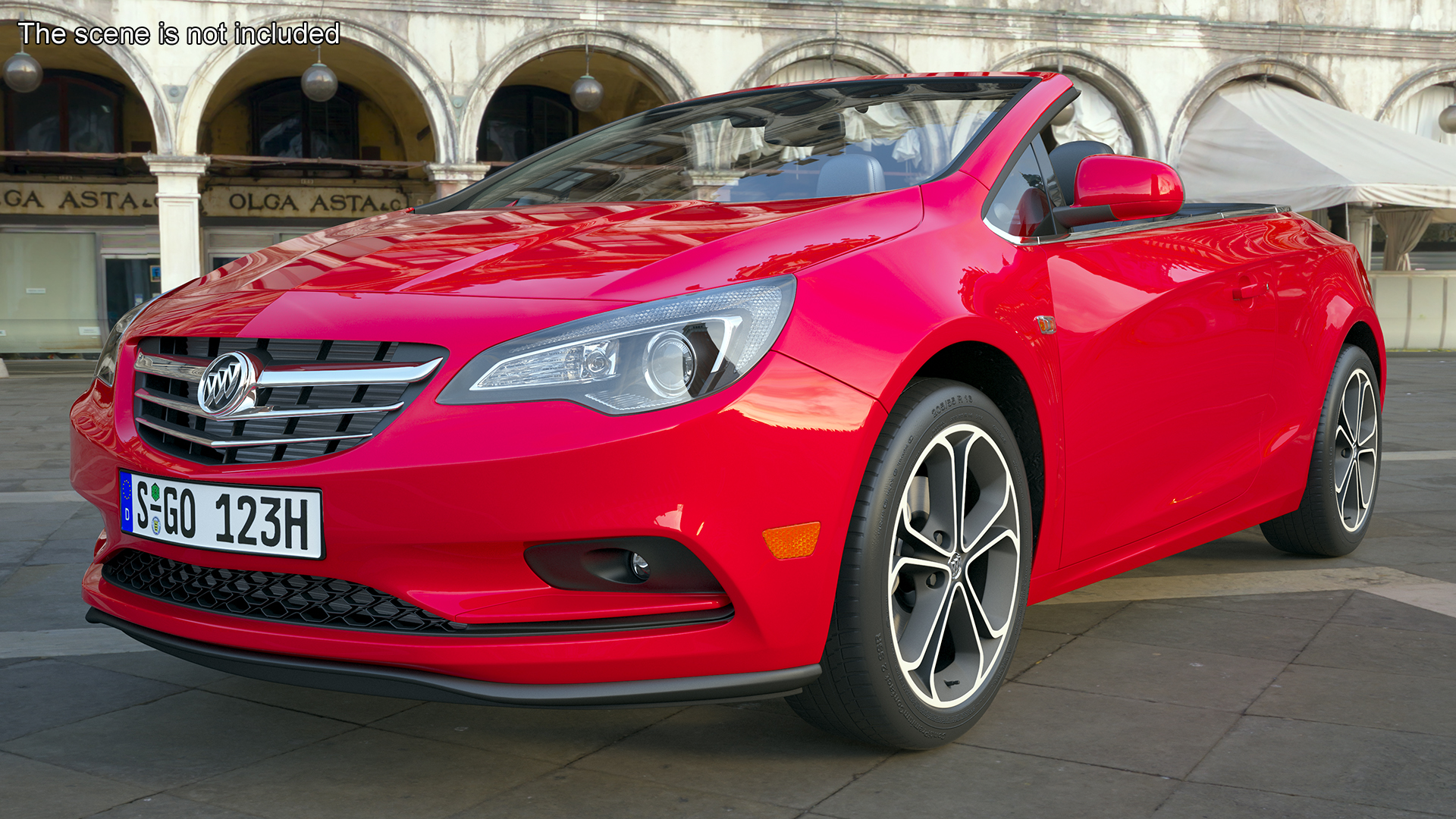 3D Buick Cascada Cabriolet Convertible Red Color Rigged for Cinema 4D