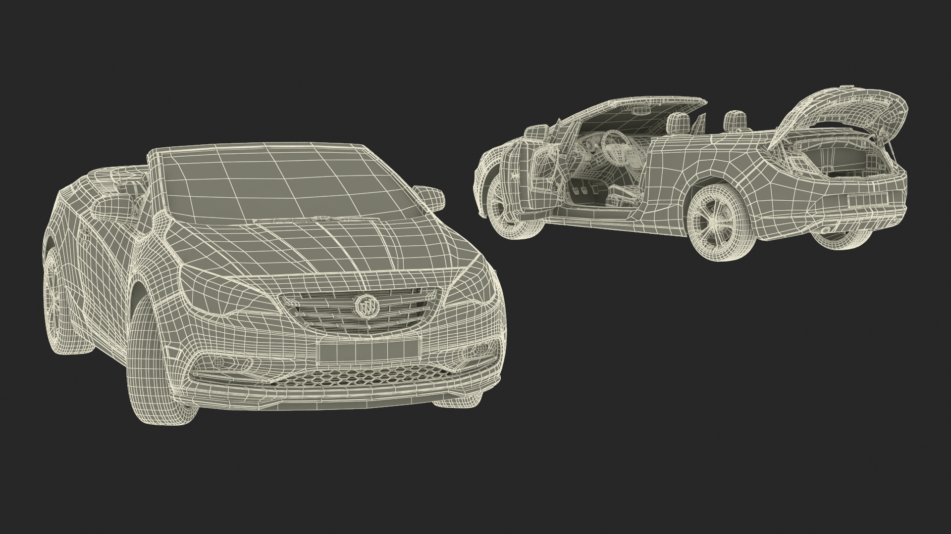 3D Buick Cascada Cabriolet Convertible Red Color Rigged for Cinema 4D