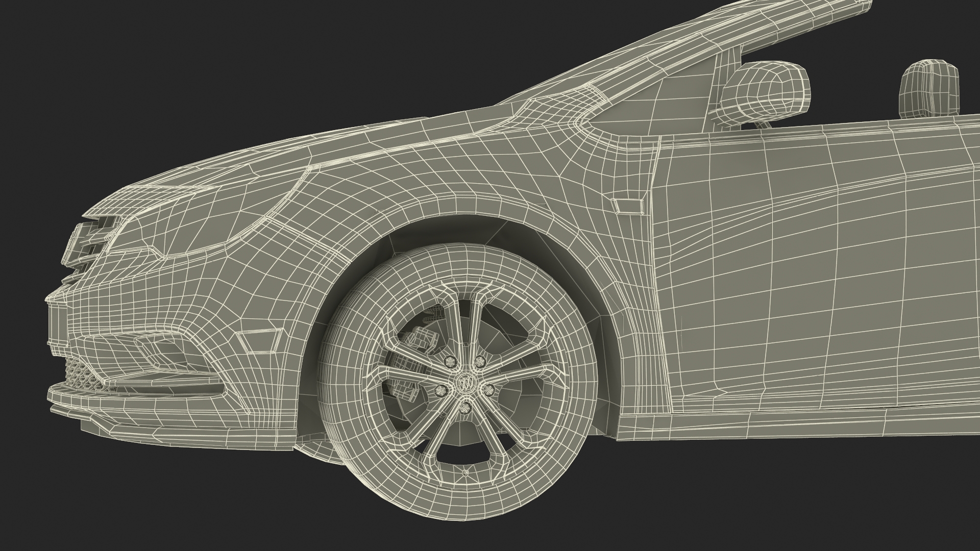 3D Buick Cascada Cabriolet Convertible Red Color Rigged for Cinema 4D