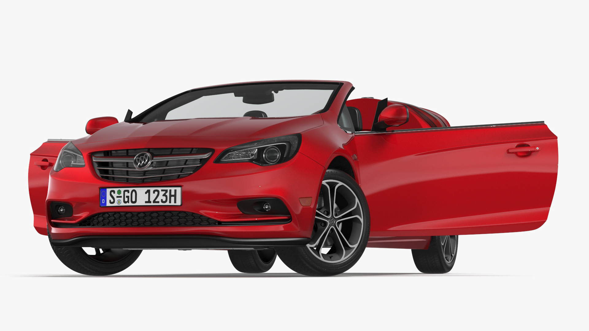 3D Buick Cascada Cabriolet Convertible Red Color Rigged for Cinema 4D
