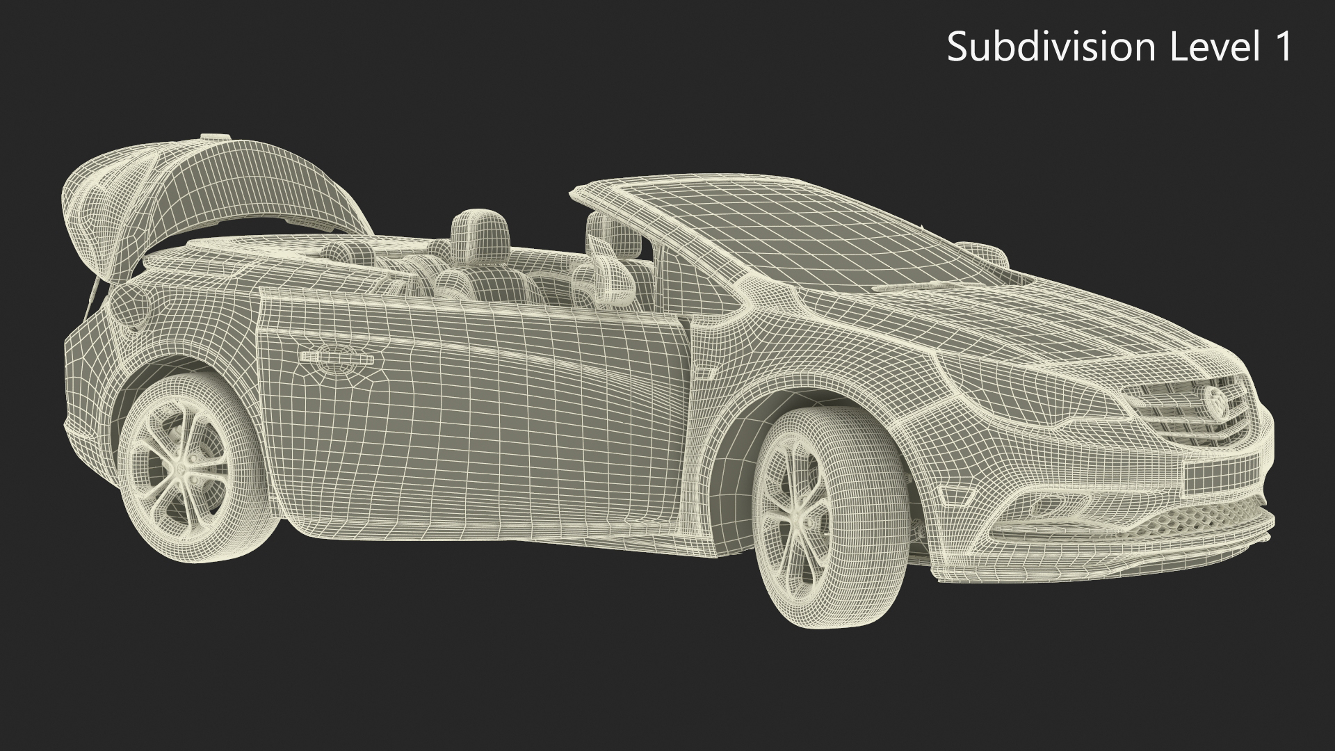 3D Buick Cascada Cabriolet Convertible Red Color Rigged for Cinema 4D