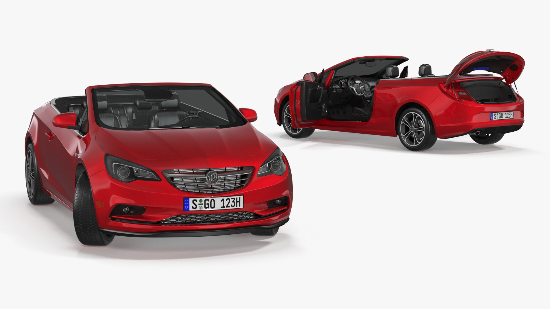 3D Buick Cascada Cabriolet Convertible Red Color Rigged for Cinema 4D