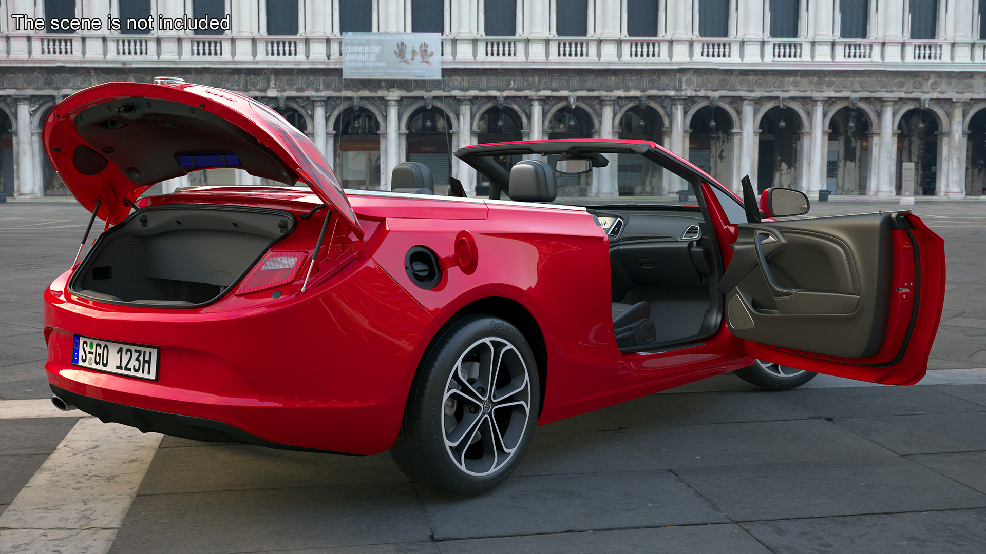3D Buick Cascada Cabriolet Convertible Red Color Rigged for Cinema 4D