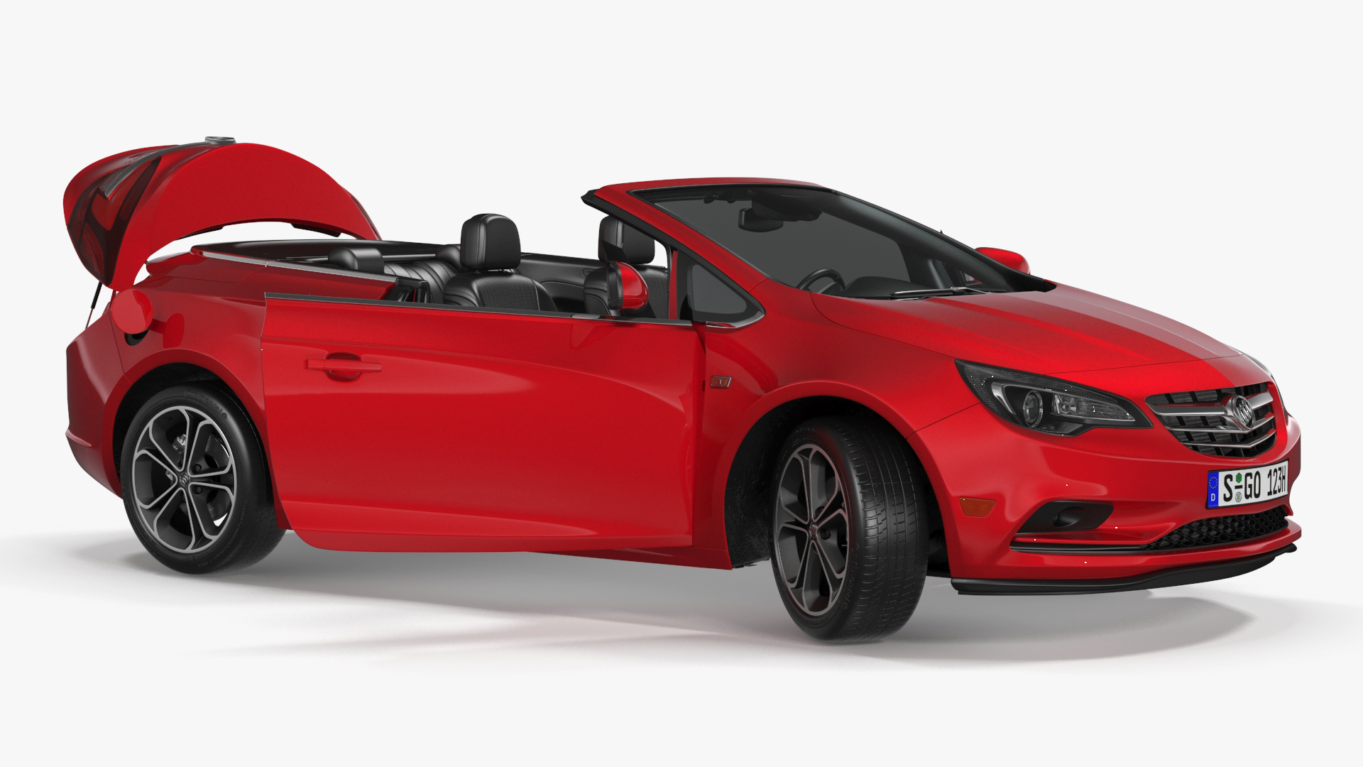 3D Buick Cascada Cabriolet Convertible Red Color Rigged for Cinema 4D