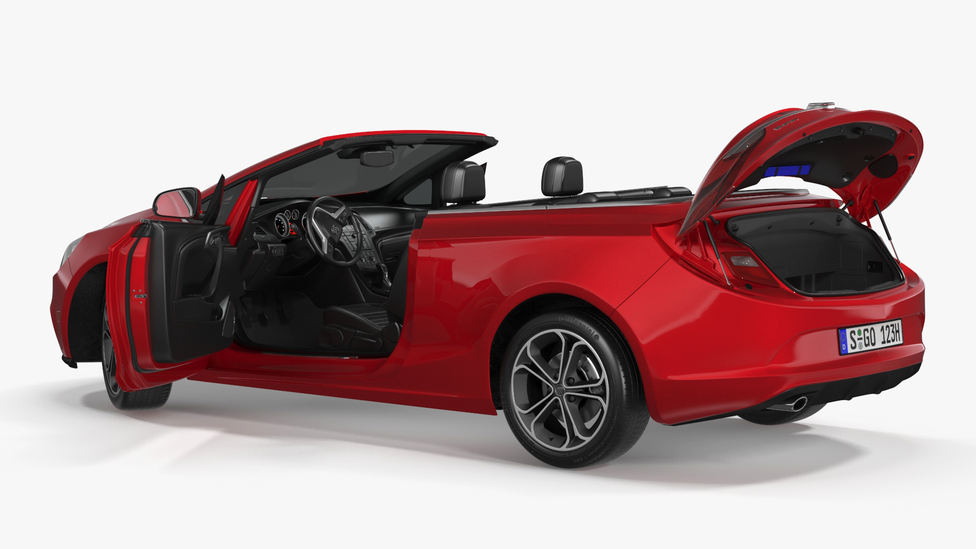 3D Buick Cascada Cabriolet Convertible Red Color Rigged for Cinema 4D