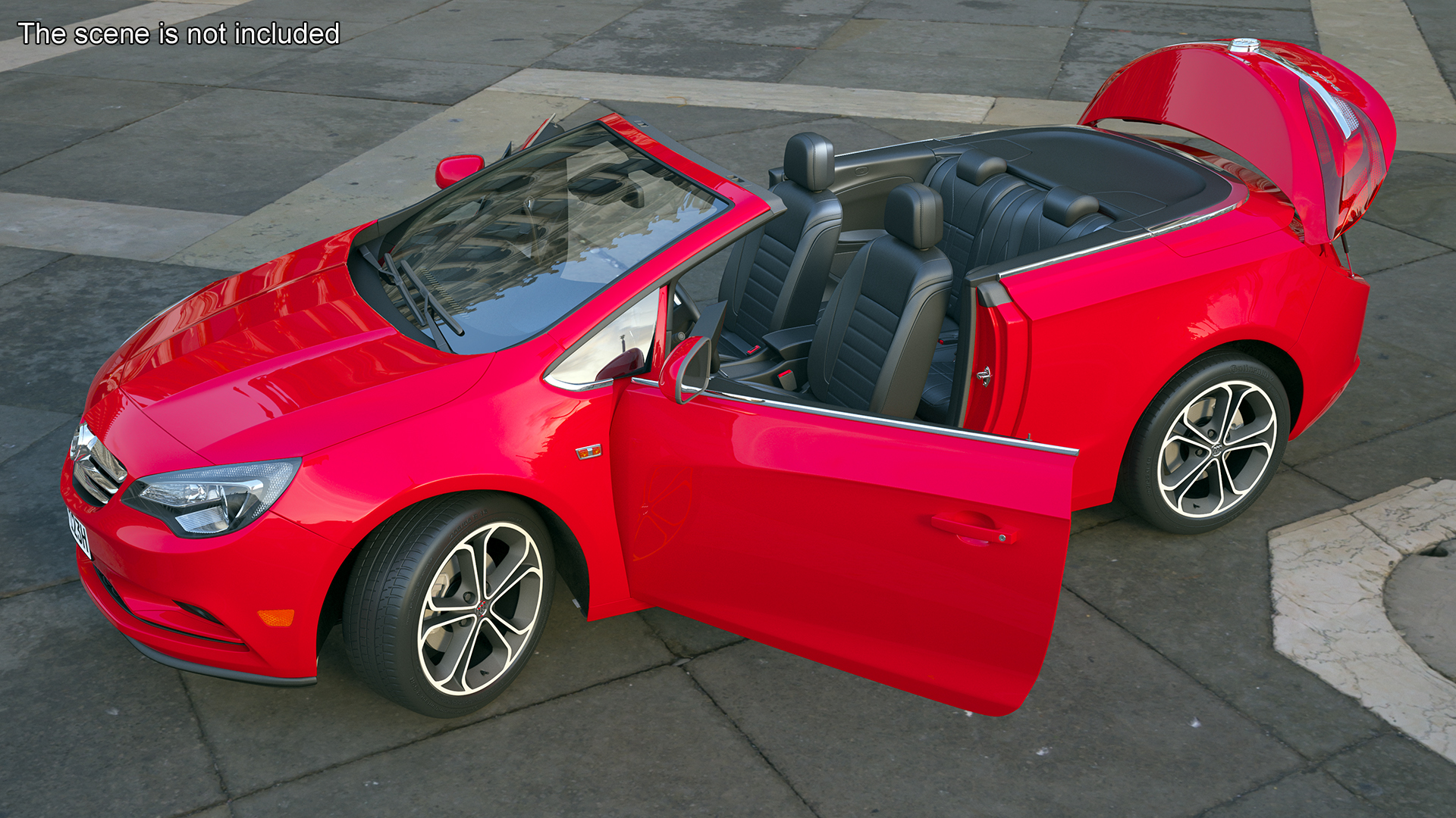 3D Buick Cascada Cabriolet Convertible Red Color Rigged for Cinema 4D