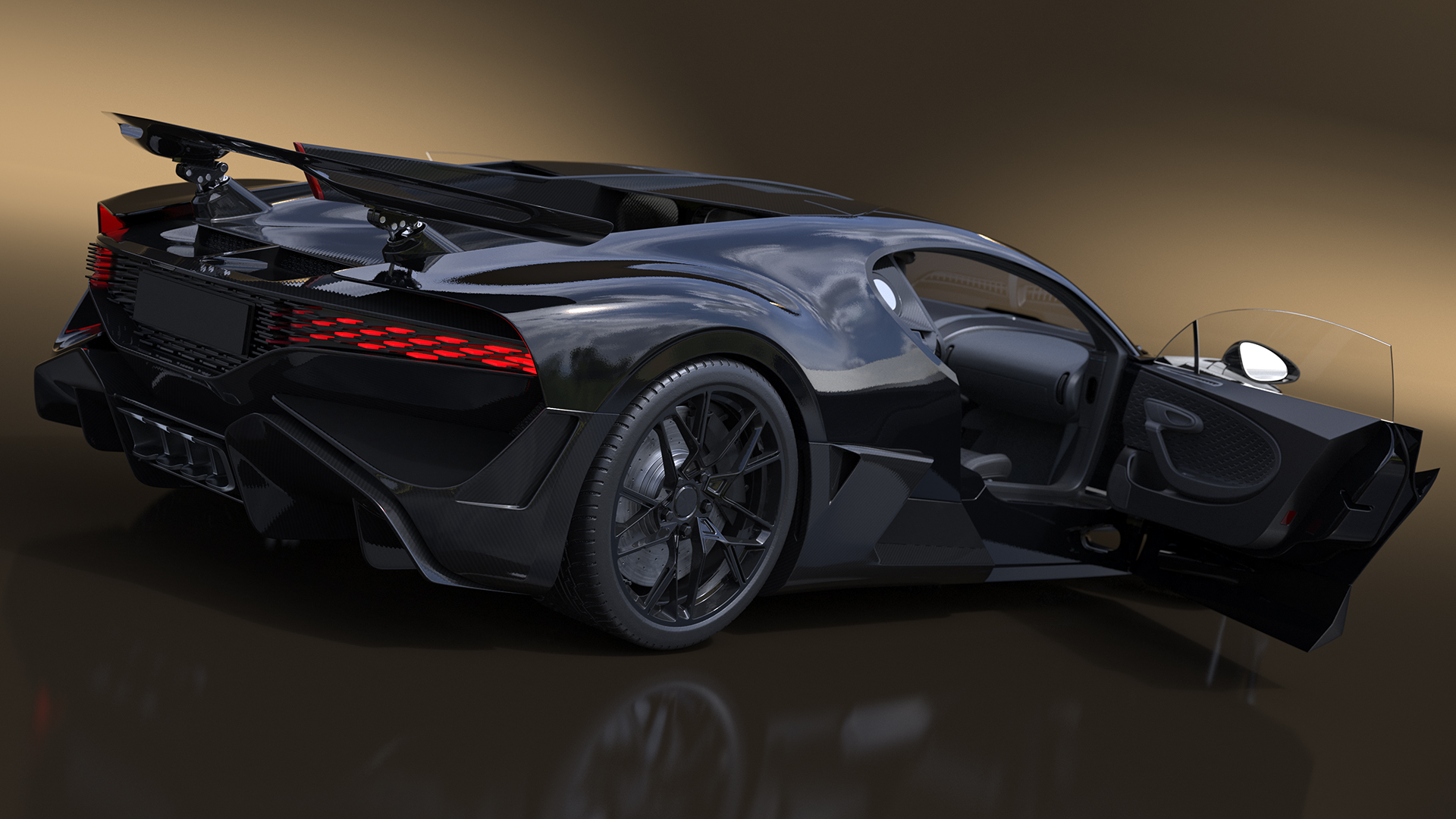 Sport Coupe Black Rigged 3D model