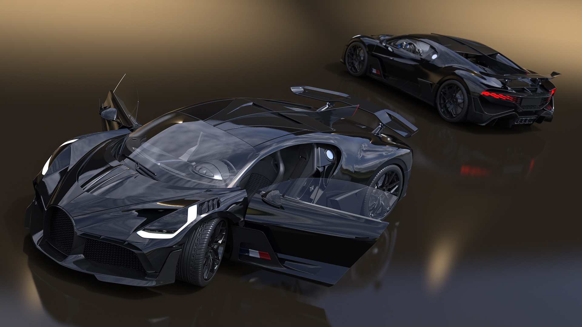 Sport Coupe Black Rigged 3D model