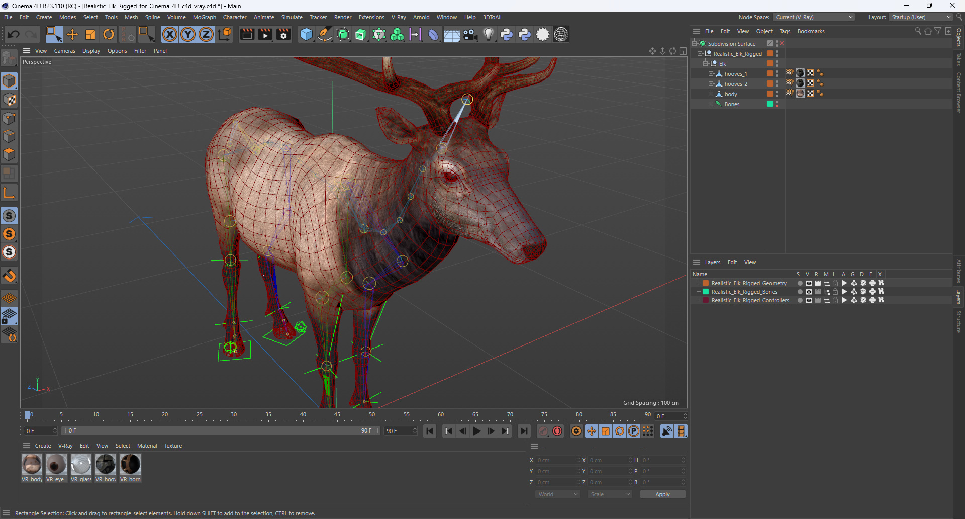 Realistic Elk Rigged for Cinema 4D 3D model