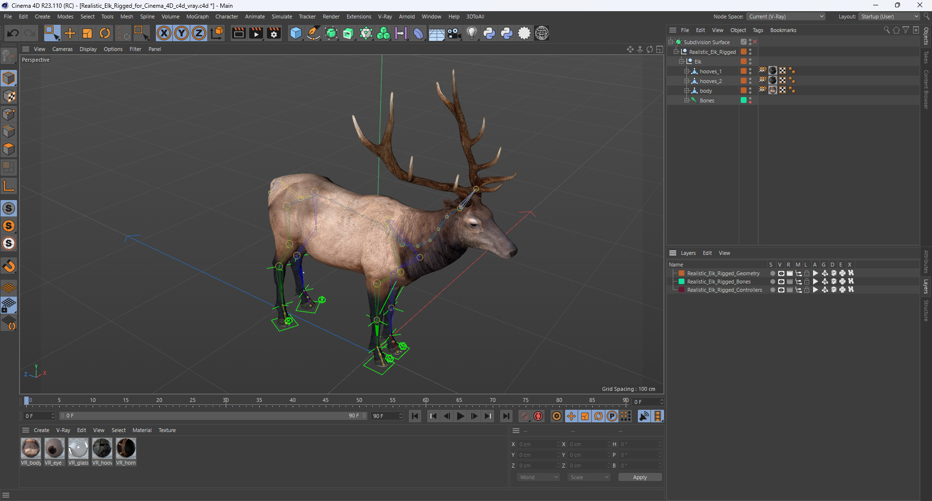 Realistic Elk Rigged for Cinema 4D 3D model