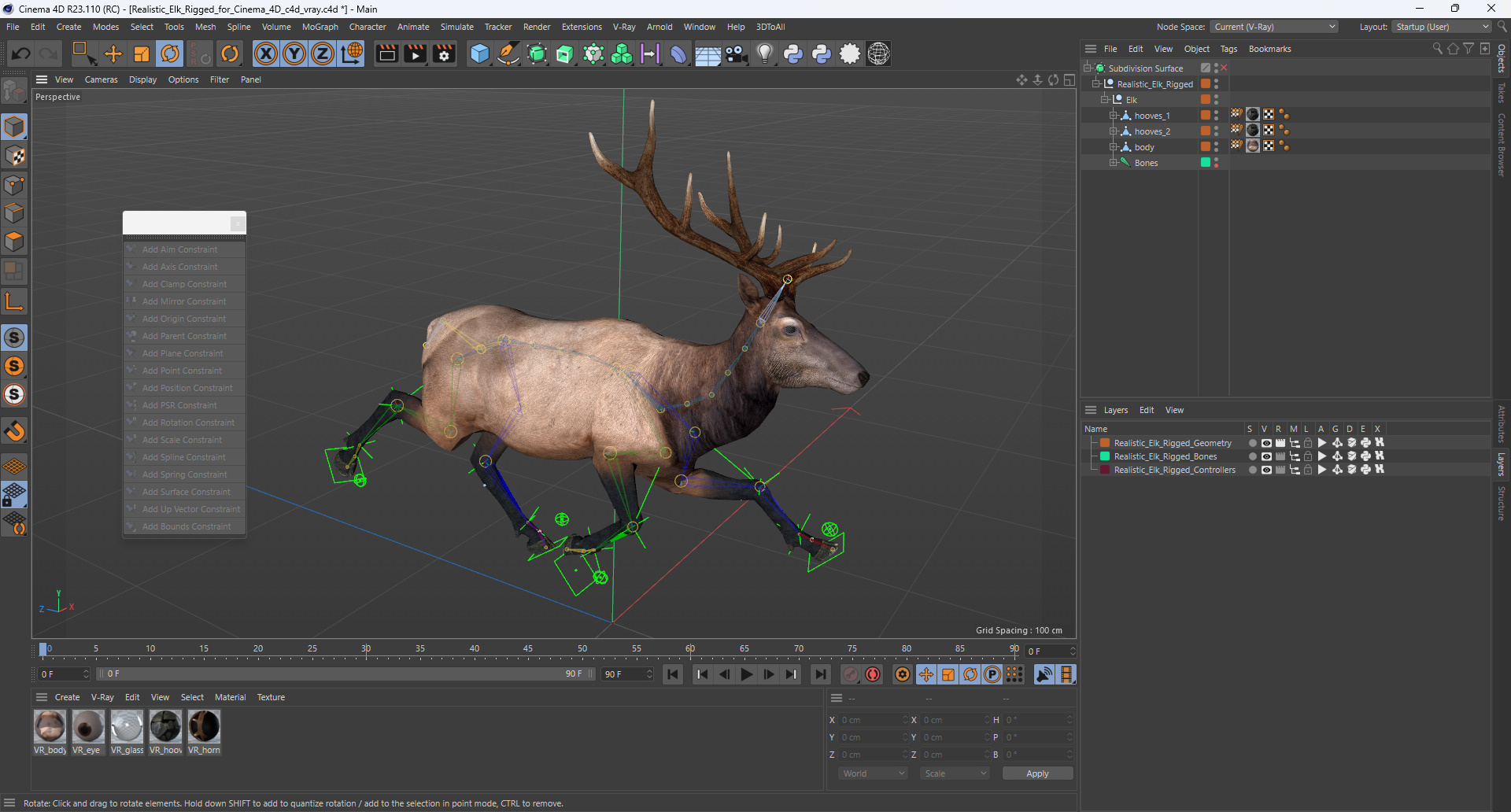 Realistic Elk Rigged for Cinema 4D 3D model