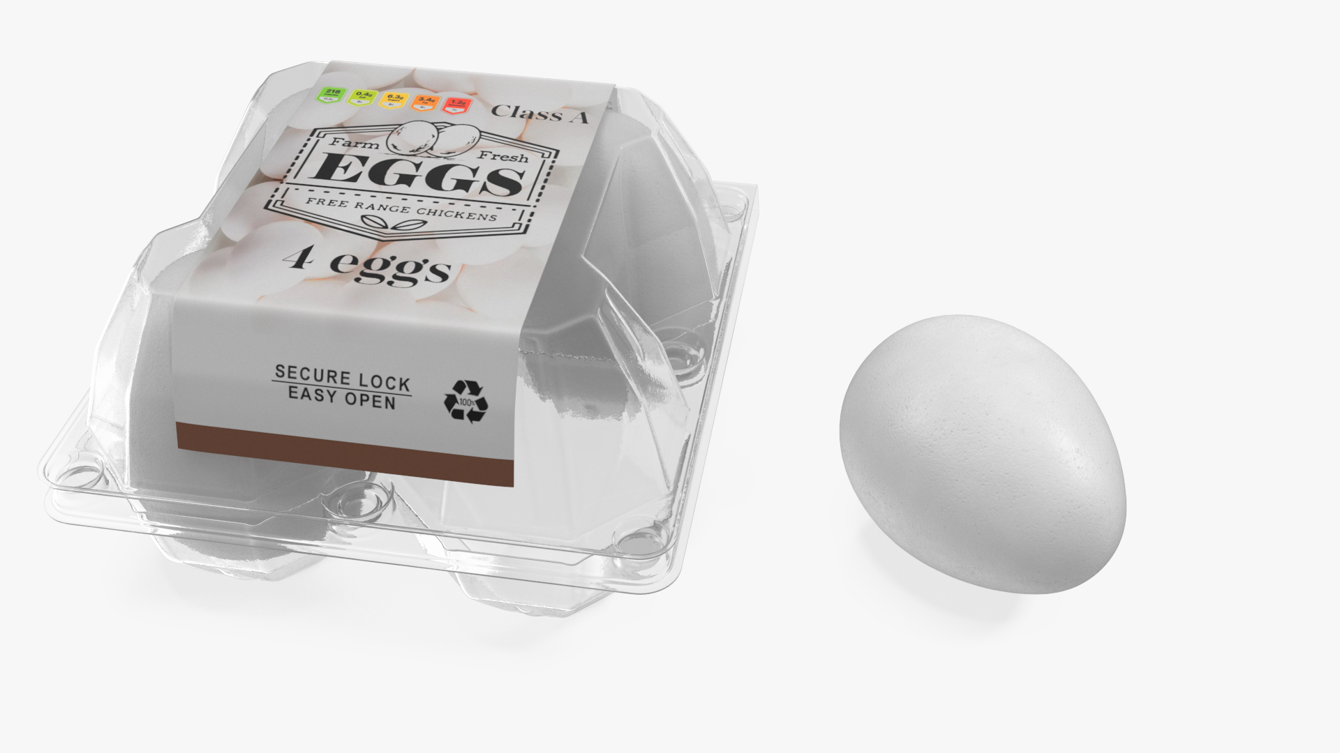 Egg Plastic Packaging with white Eggs 3D