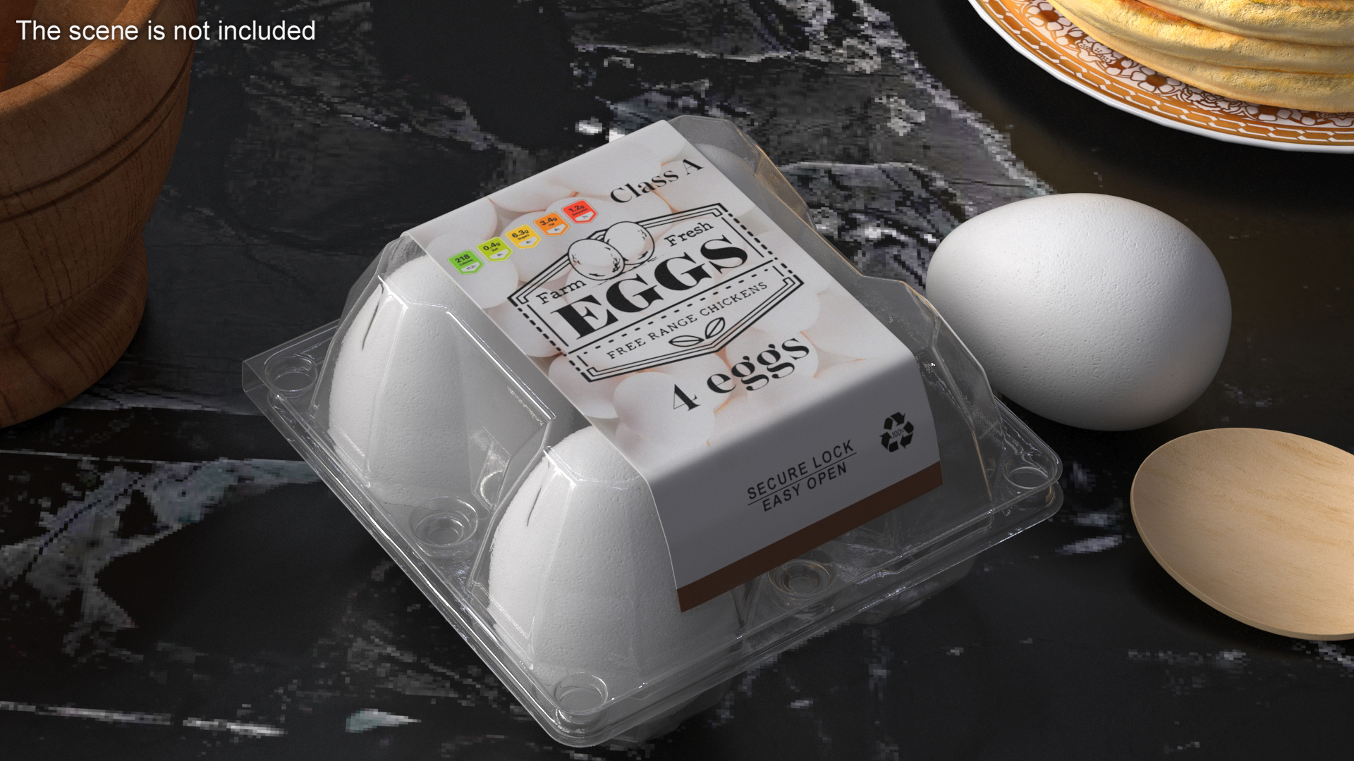 Egg Plastic Packaging with white Eggs 3D