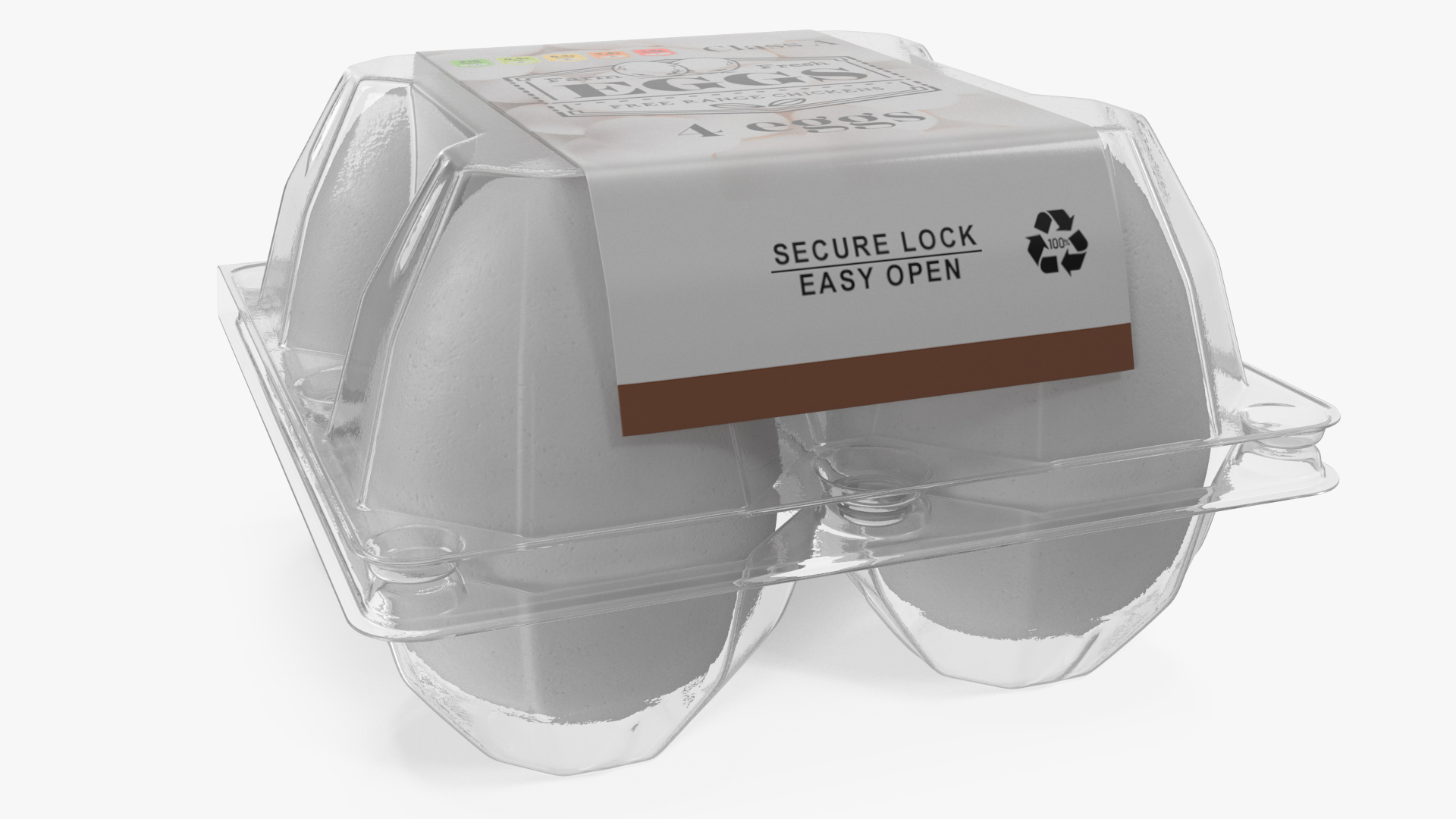 Egg Plastic Packaging with white Eggs 3D