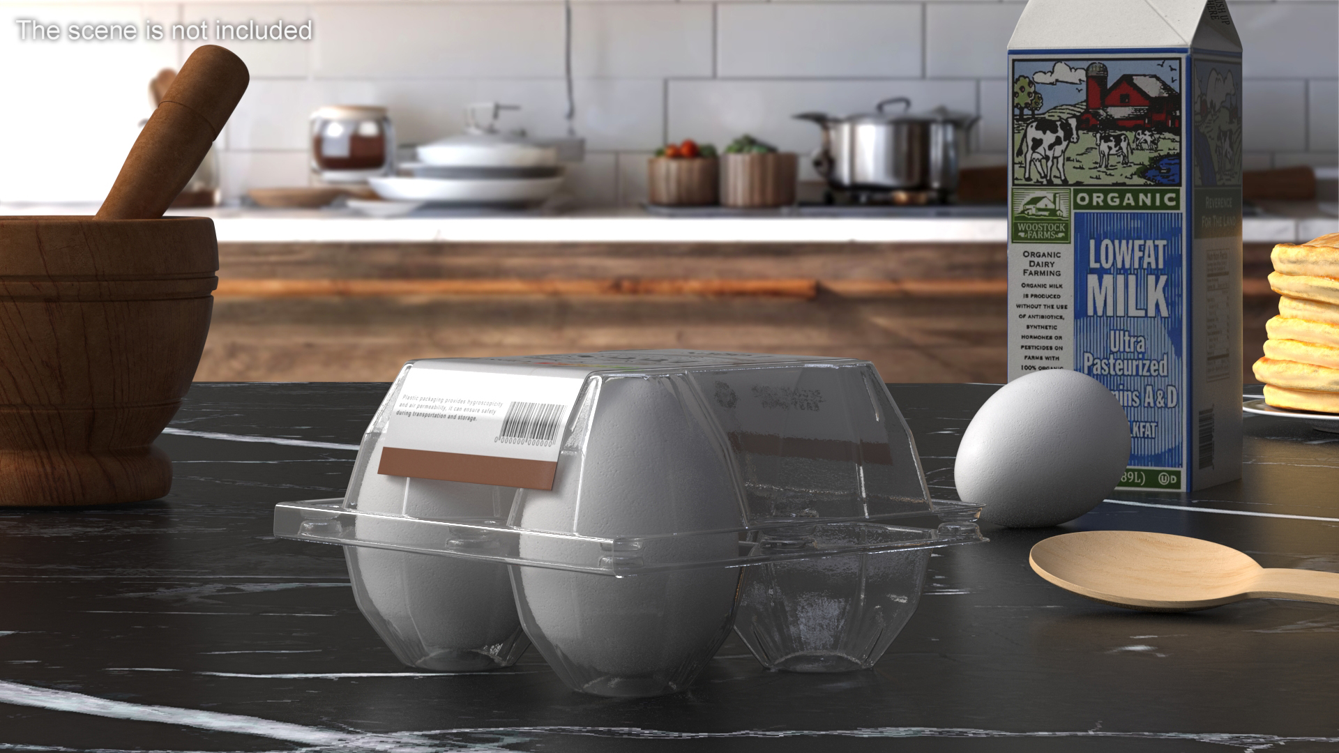 Egg Plastic Packaging with white Eggs 3D
