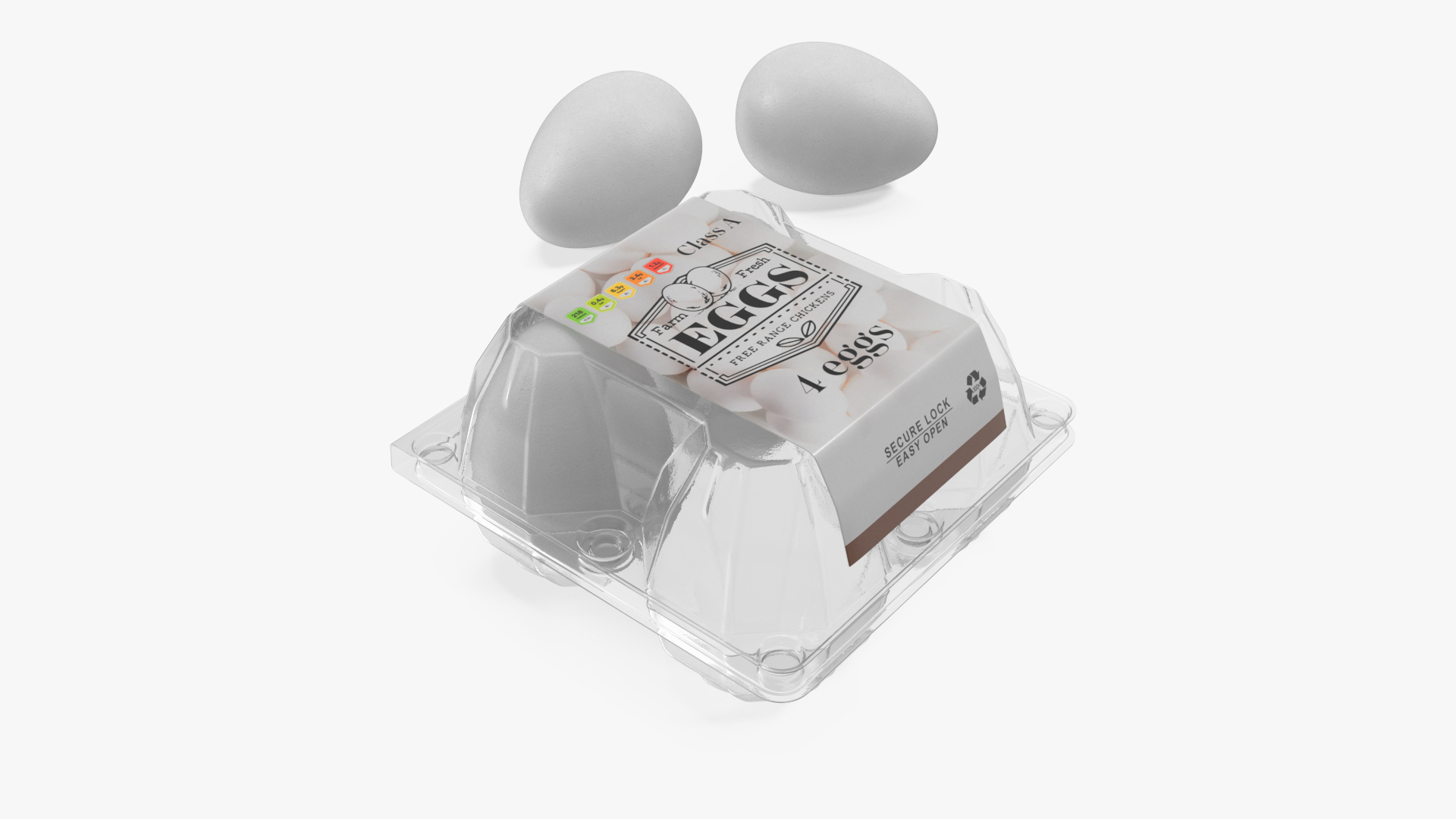 Egg Plastic Packaging with white Eggs 3D