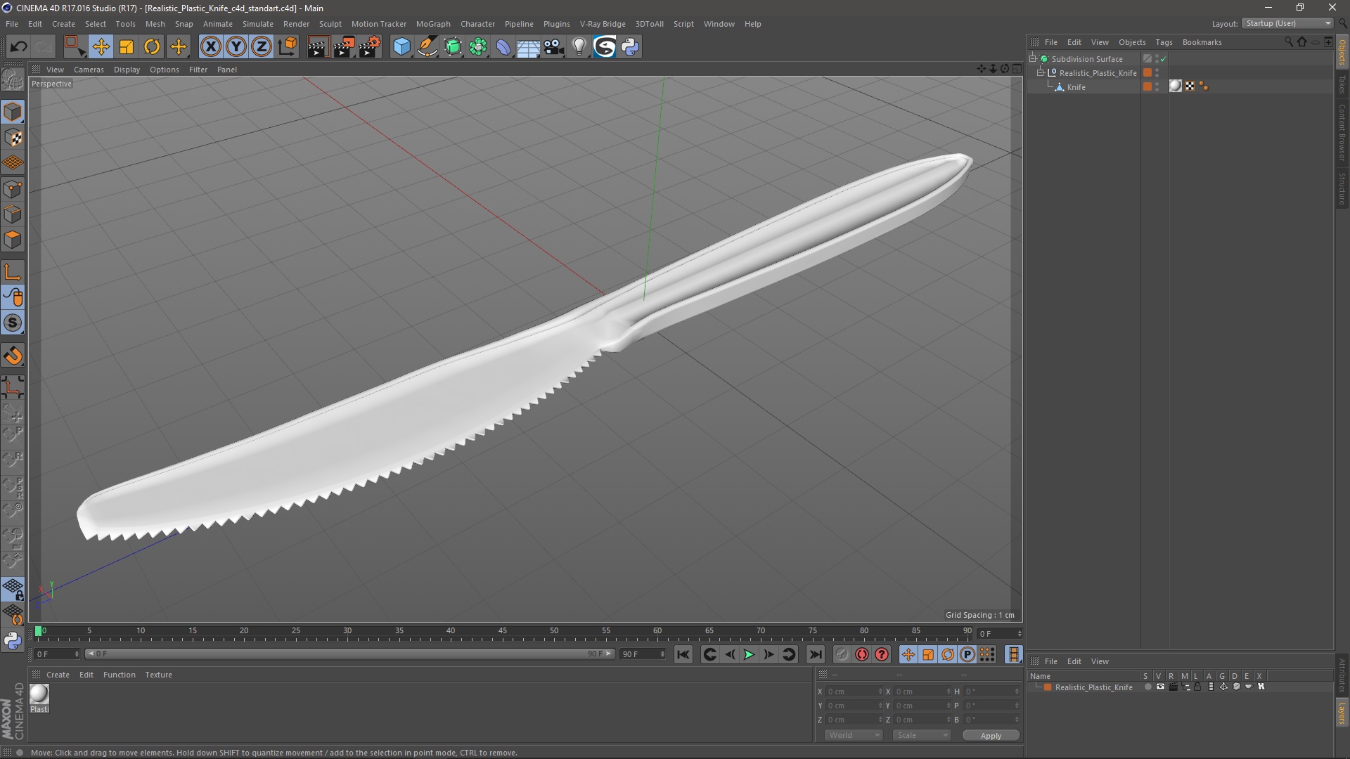 3D Realistic Plastic Knife model