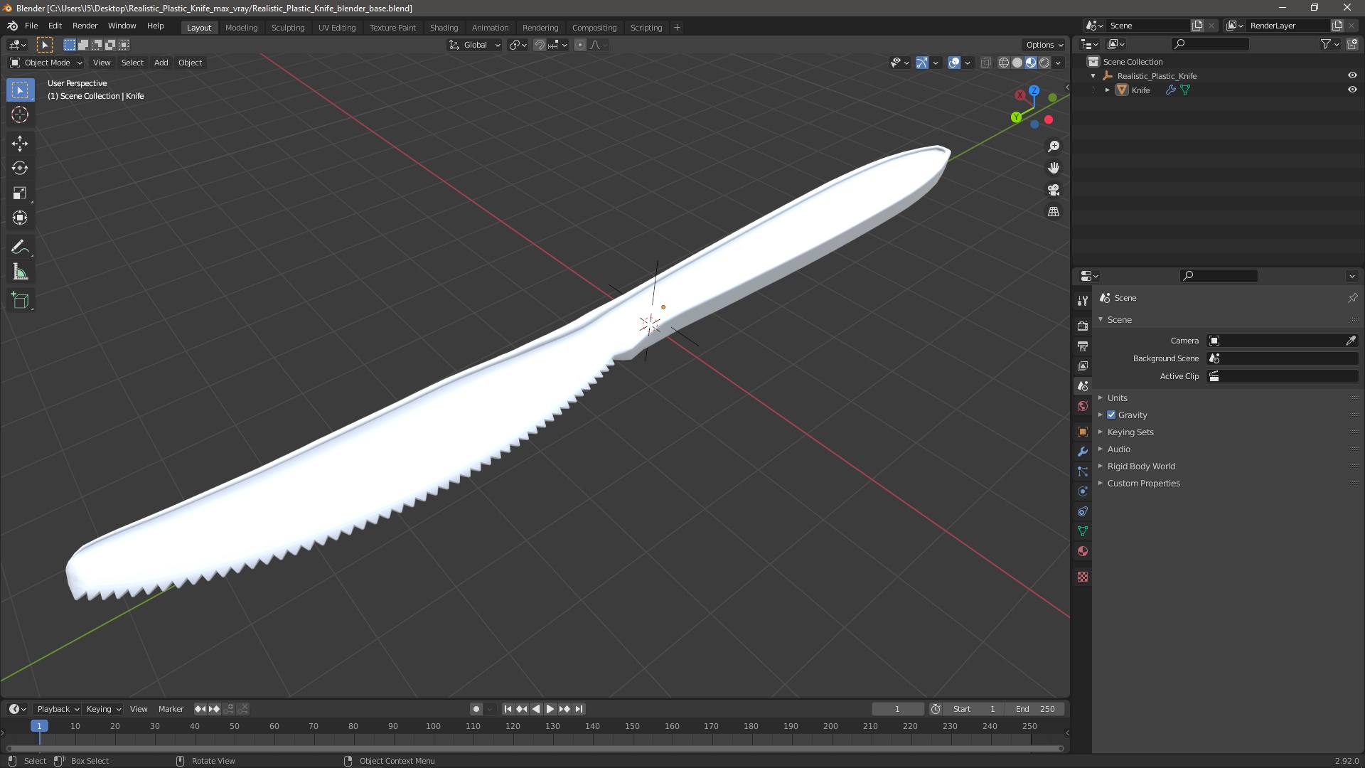 3D Realistic Plastic Knife model