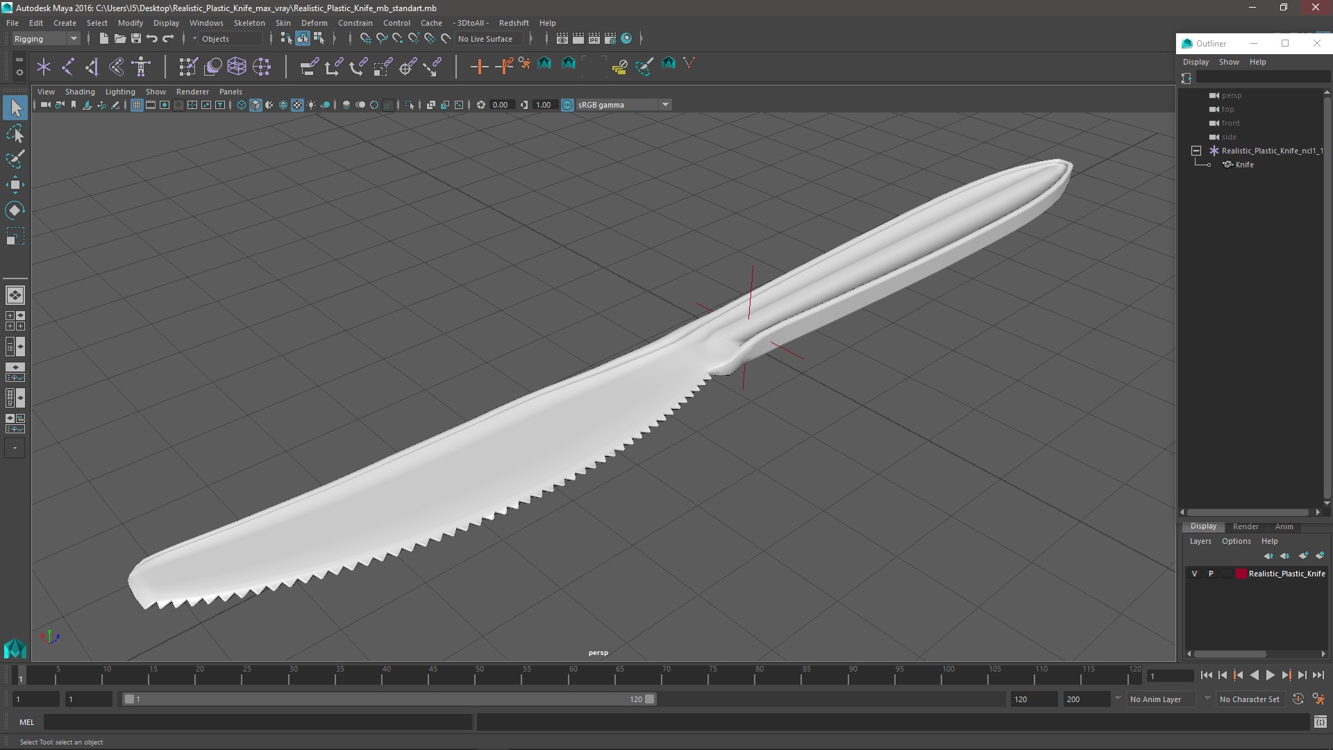 3D Realistic Plastic Knife model