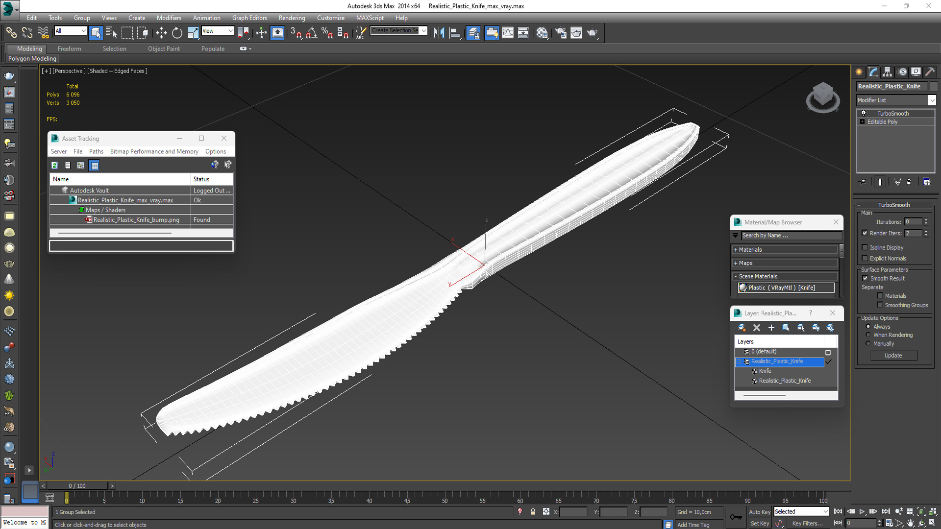 3D Realistic Plastic Knife model