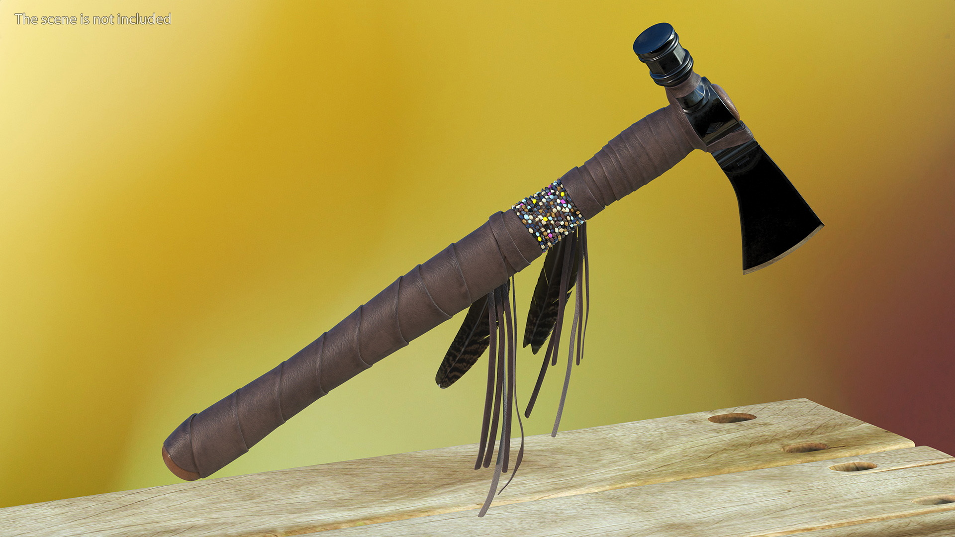 3D model Indian Tomahawk Weapon Dark Leather